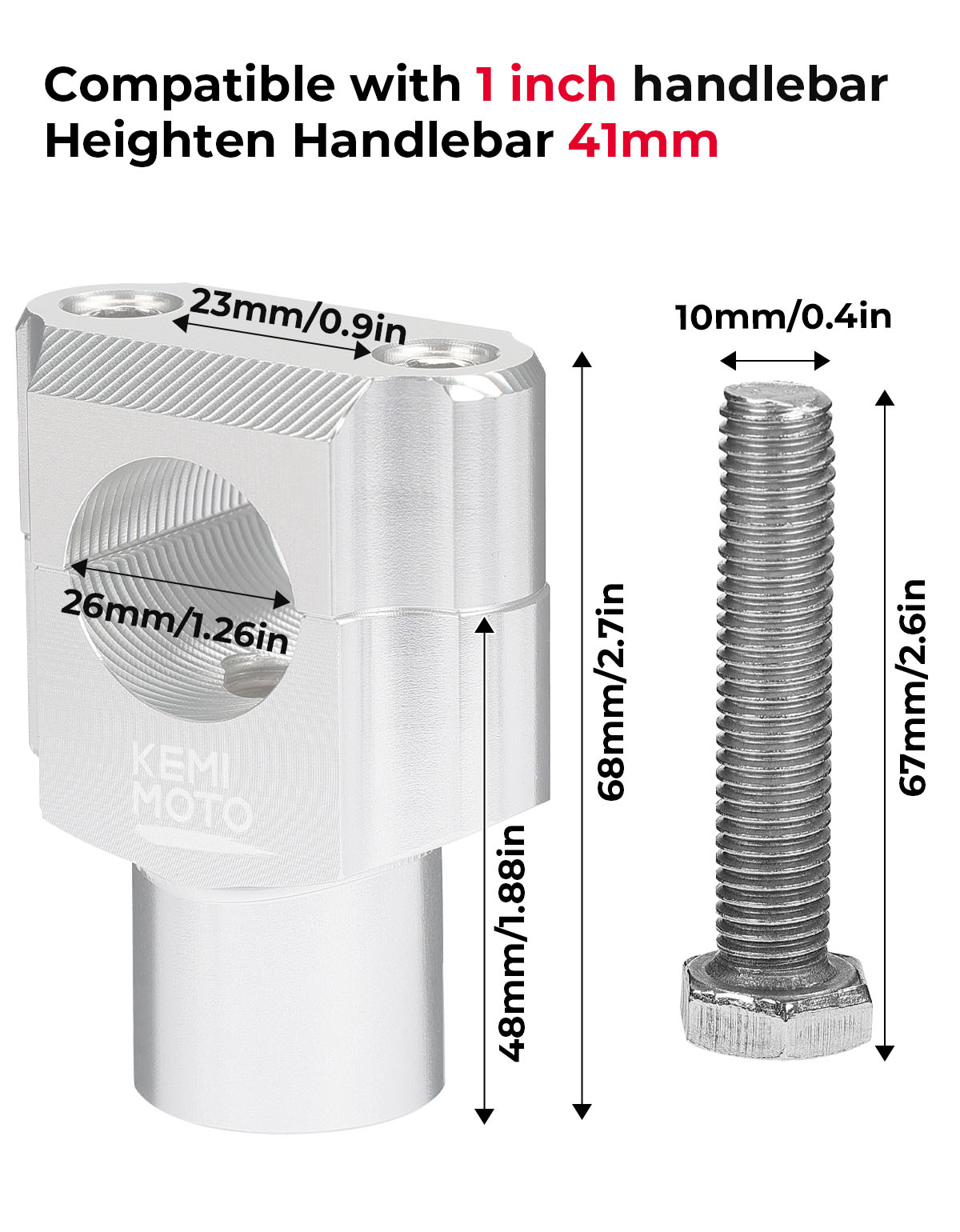 Photo of 1 Inch Motorcycle Handlebar Risers, Aluminum Alloy Motorcycle Risers by Kemimoto - Premium for UTVs / Side by Sides