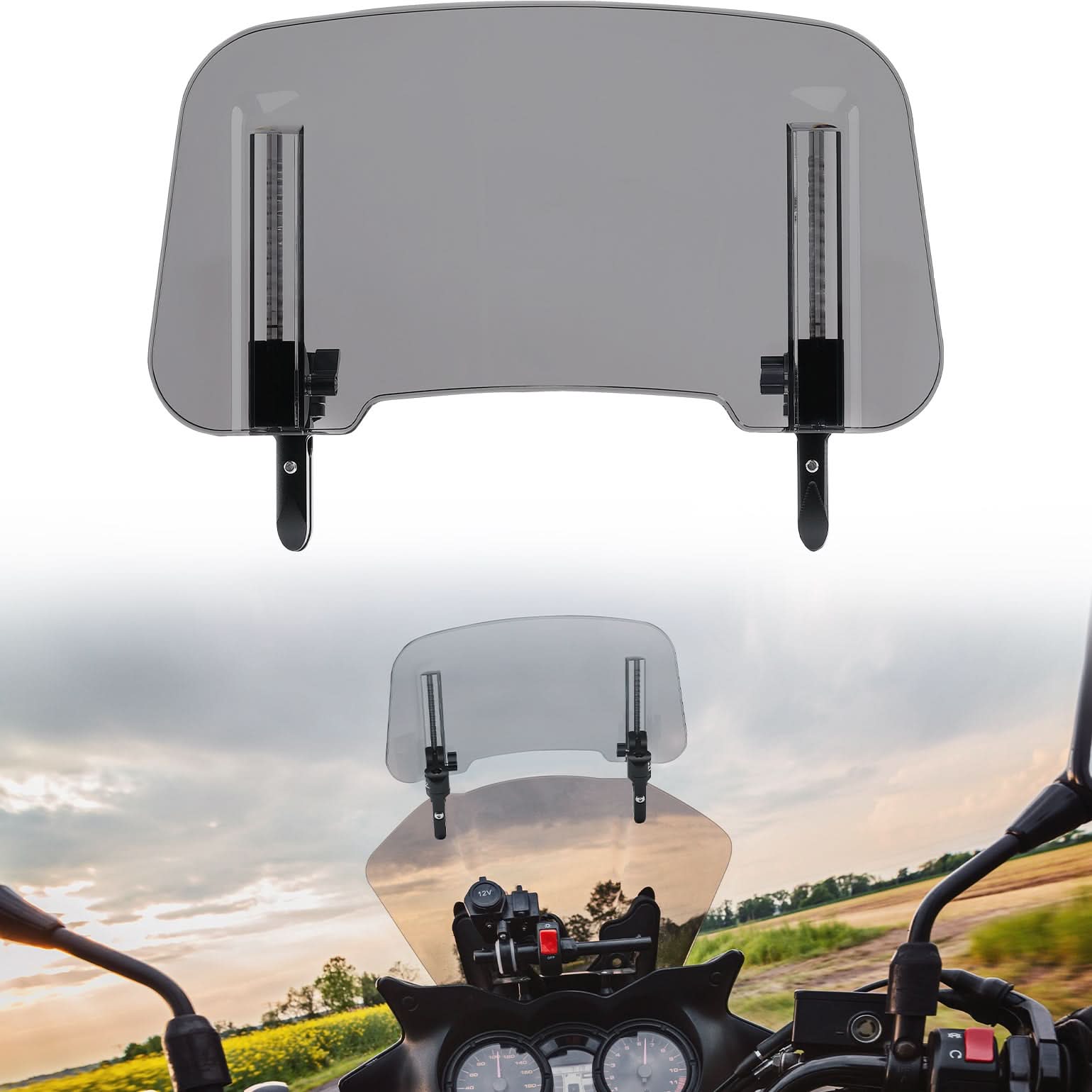 Photo of Upgraded Aluminum Metal Heightened Windshield by Kemimoto - Premium for UTVs / Side by Sides
