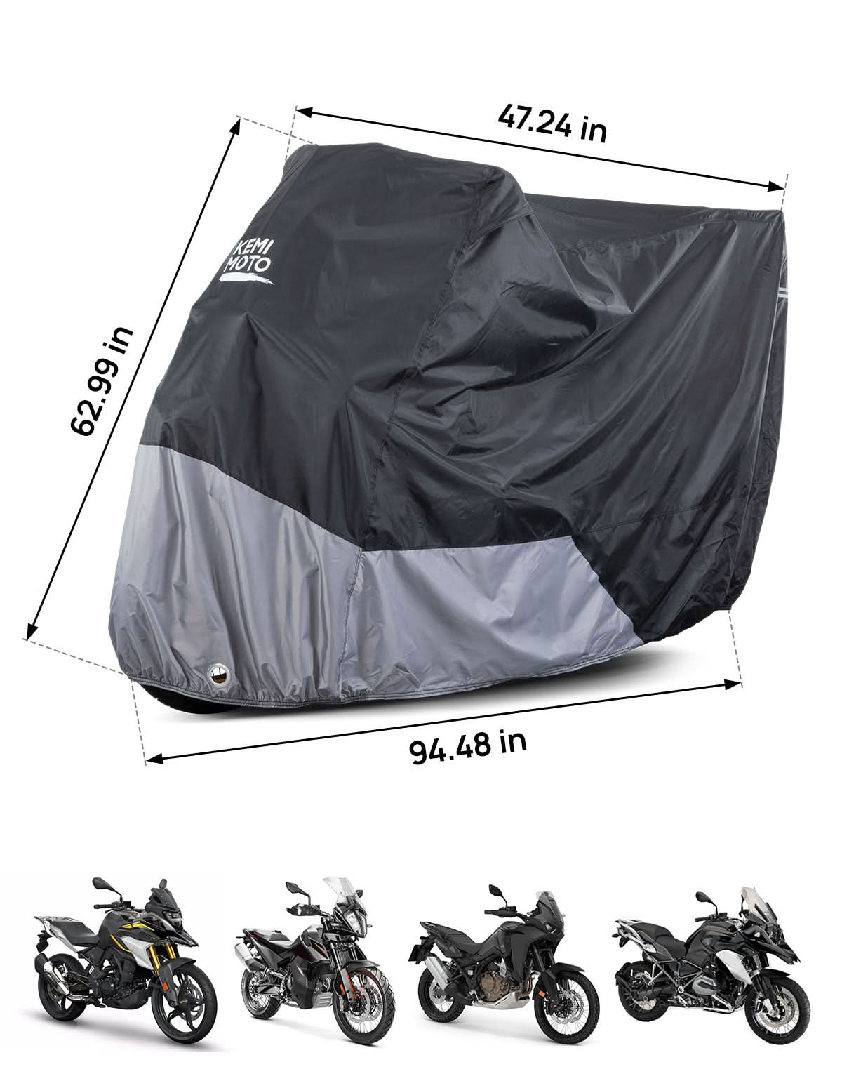 Photo of Motorcycle Cover Adventure for R1250 GS TENERE 700 KLR650 by Kemimoto - Premium for UTVs / Side by Sides