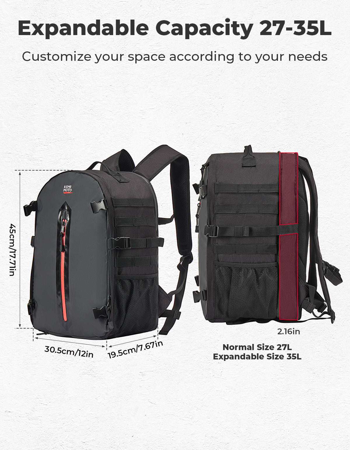 Photo of Motorcycle Helmet Backpack, 27-35L by Kemimoto - Premium for UTVs / Side by Sides