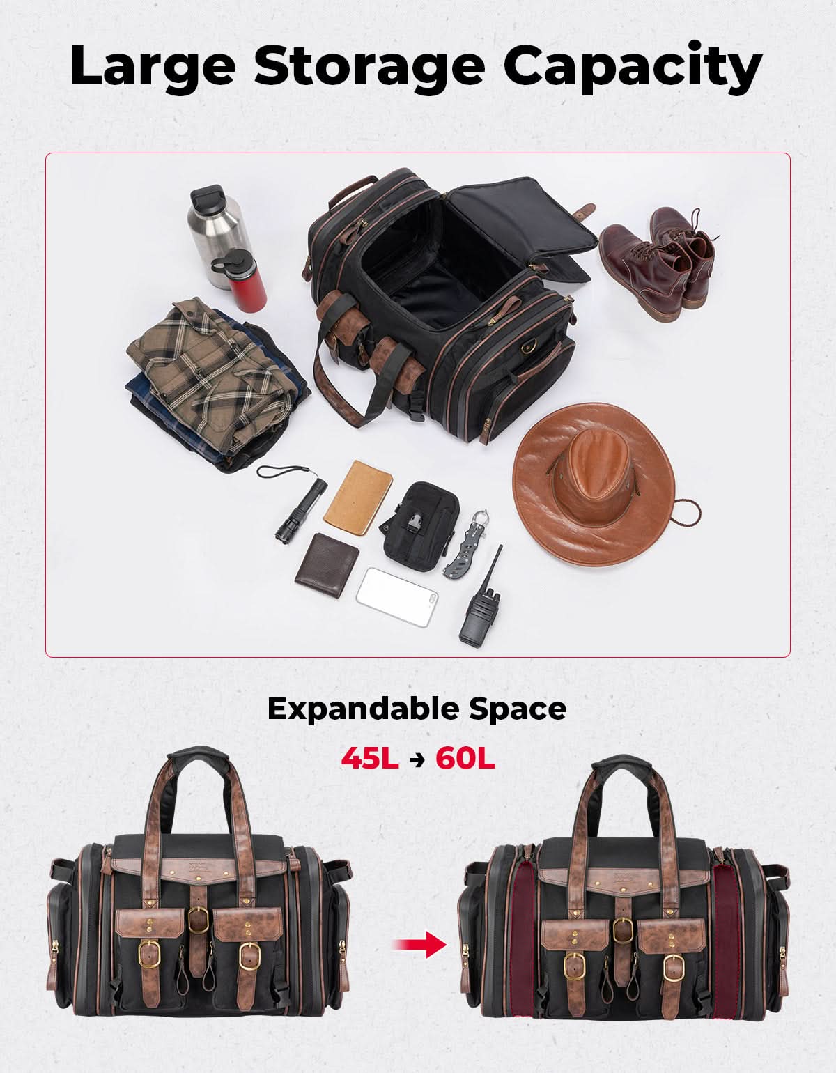 Photo of Motorcycle Tail Bag, 60L Expandable Bag Luggage by Kemimoto - Premium for UTVs / Side by Sides