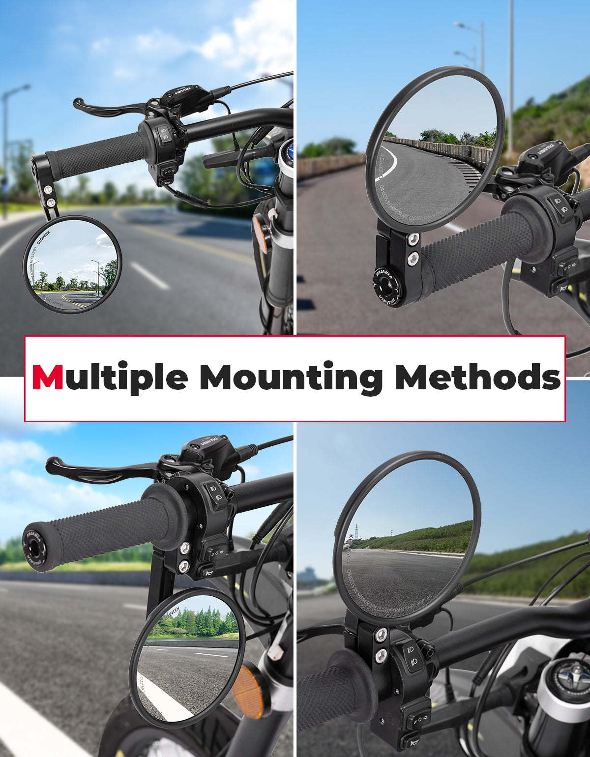 Photo of Motorcycle Rear View Mirror, CNC Aluminum Bar for 22mm or 25.4mm by Kemimoto - Premium for UTVs / Side by Sides