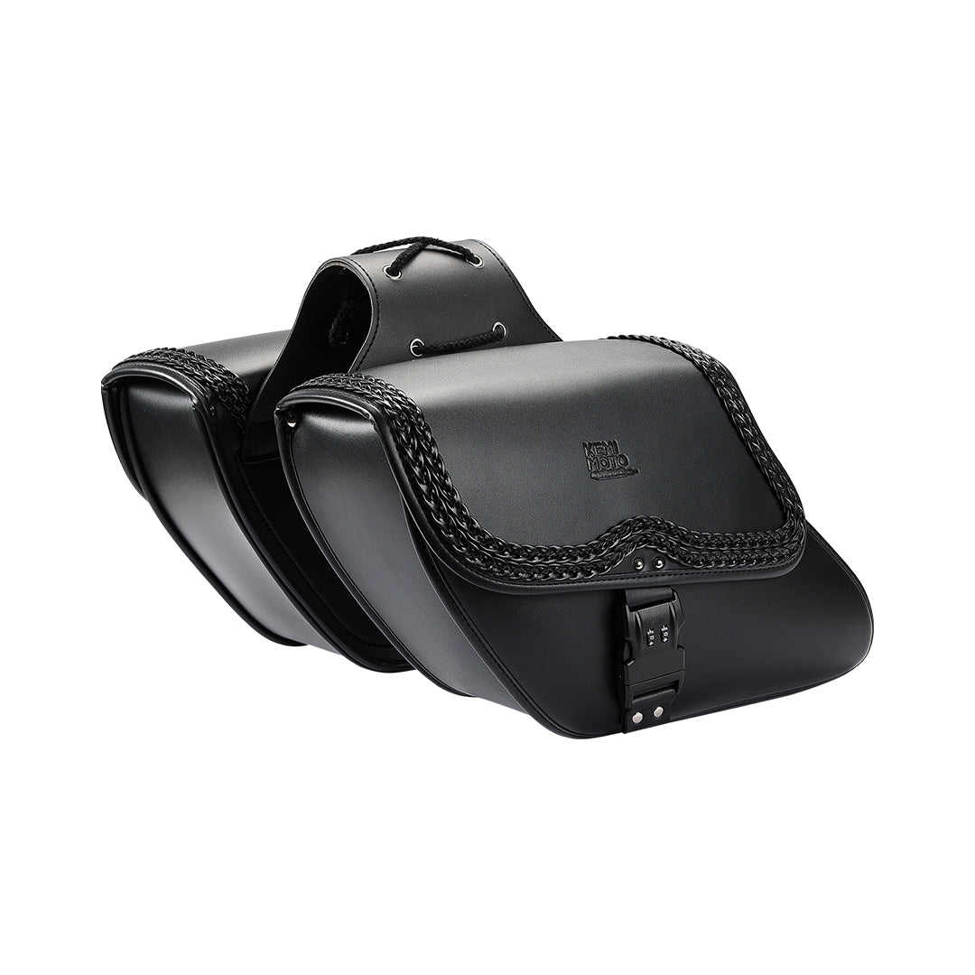 Photo of 28L Synthetic Leather Saddlebags with Lock for Sportster 883 Softail Dyna by Kemimoto - Premium for UTVs / Side by Sides