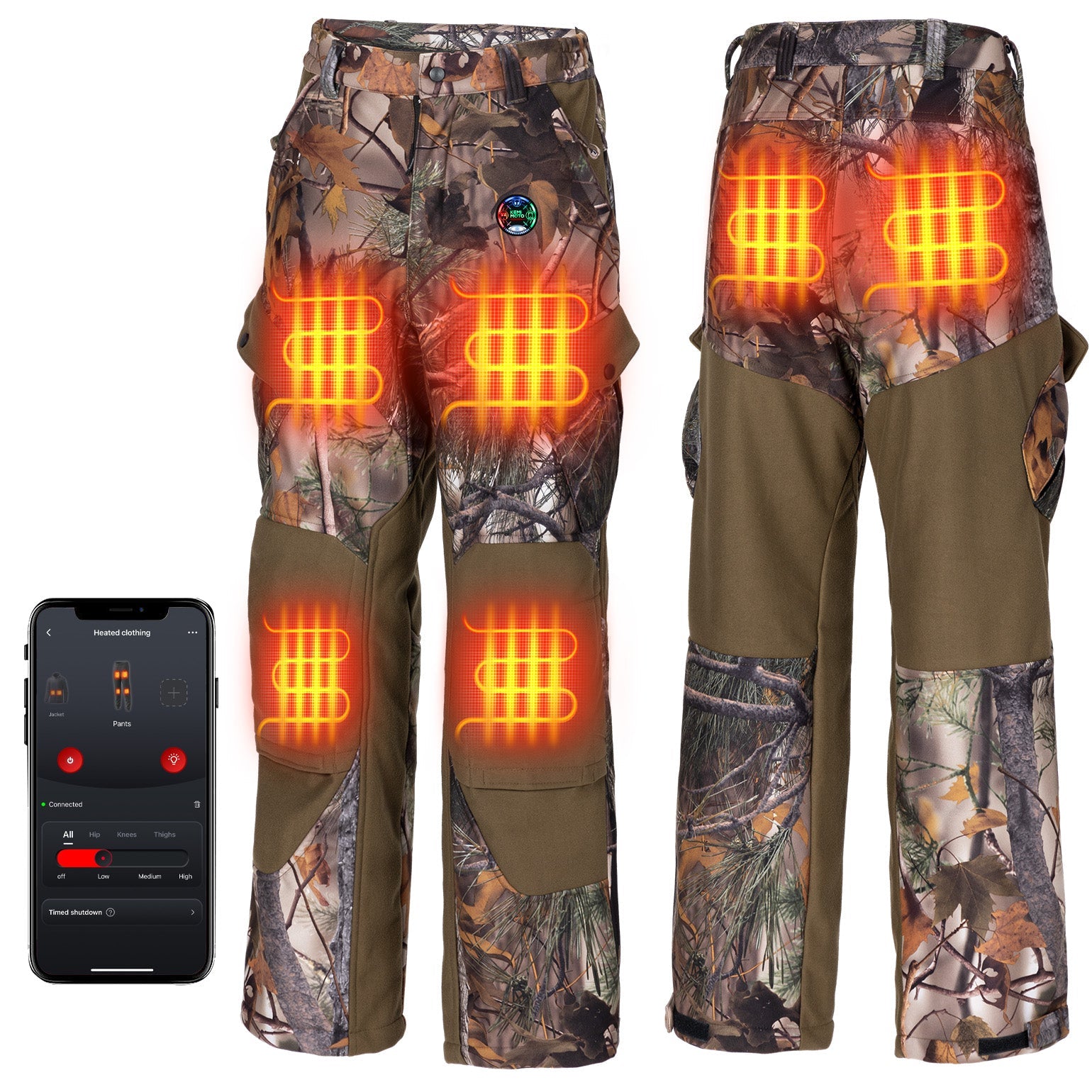 Photo of Heated Pants Padded Knees Design for Hunting Hiking Camping by Kemimoto - Premium for UTVs / Side by Sides
