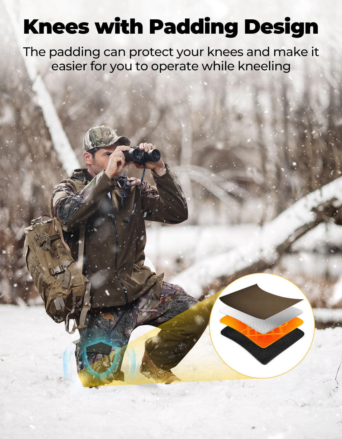Photo of Heated Pants Padded Knees Design for Hunting Hiking Camping by Kemimoto - Premium for UTVs / Side by Sides