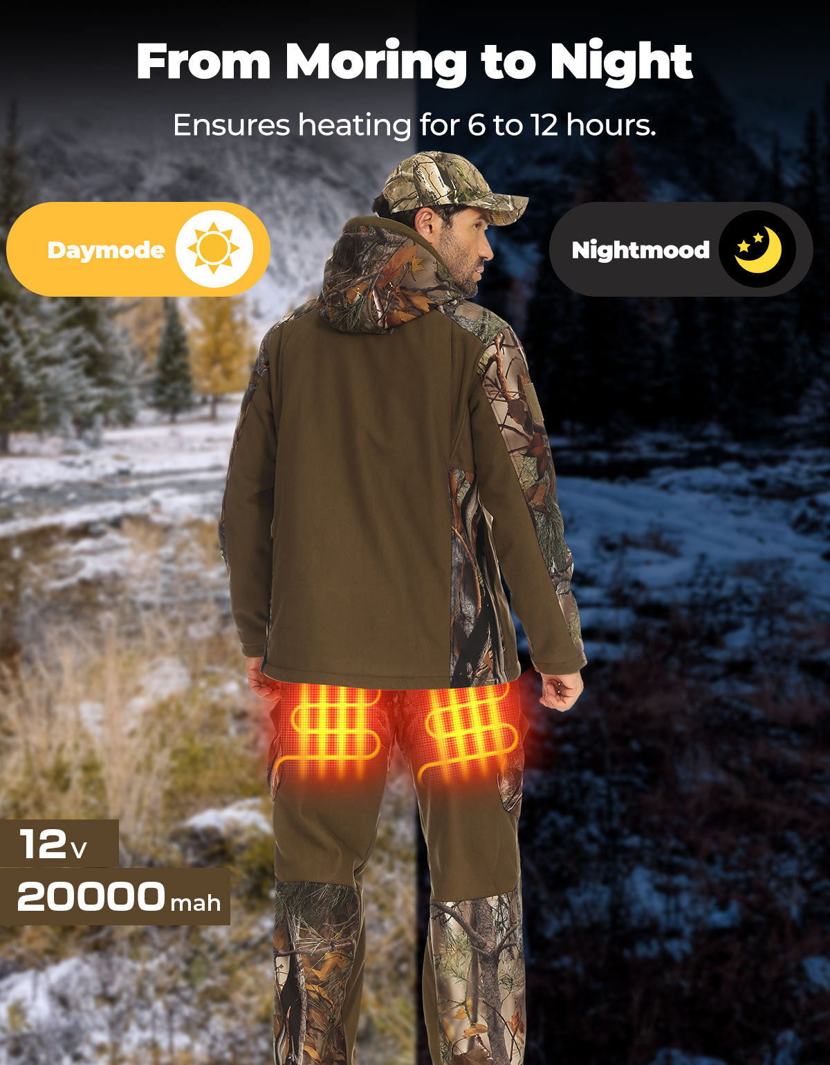 Photo of Heated Pants Padded Knees Design for Hunting Hiking Camping by Kemimoto - Premium for UTVs / Side by Sides