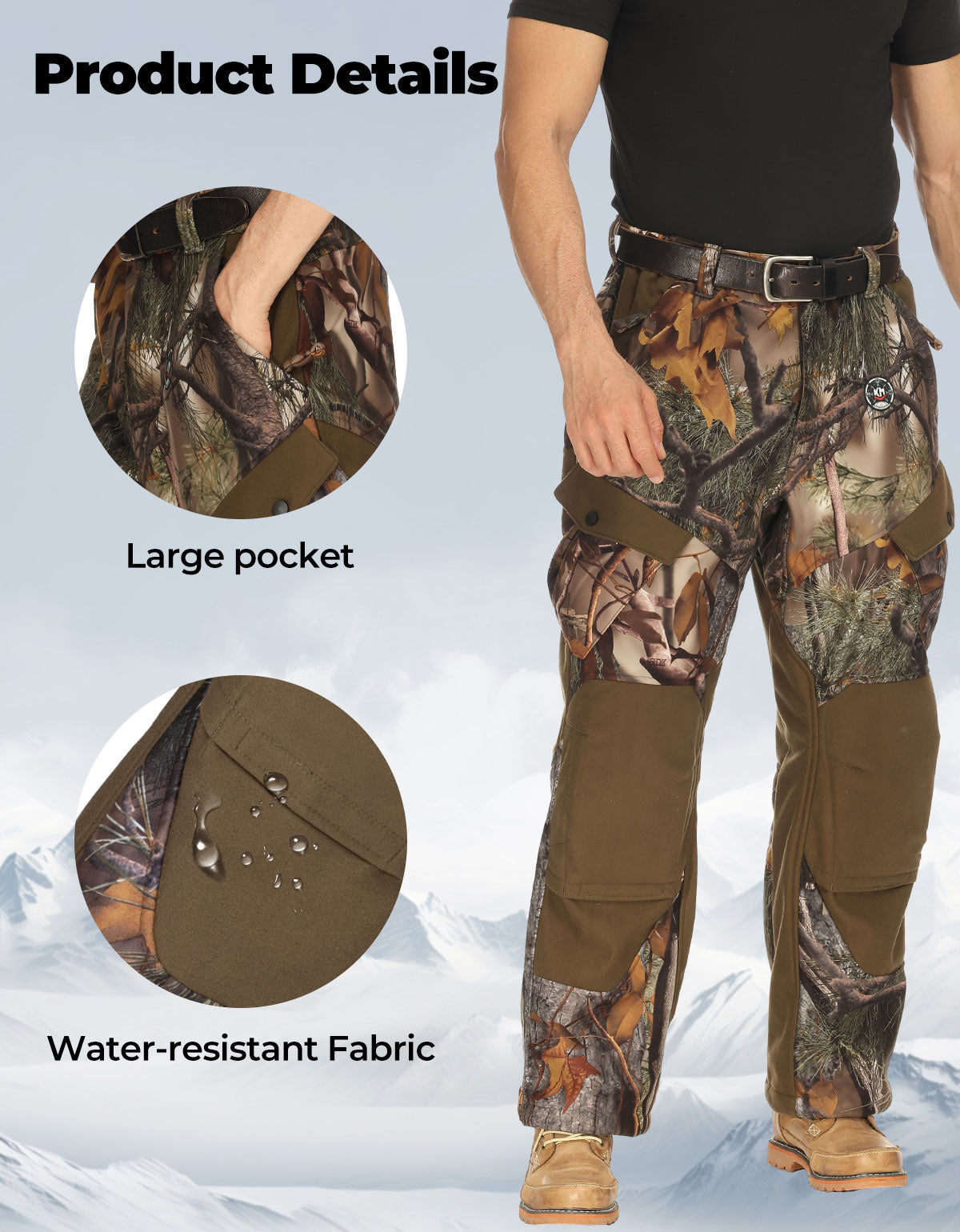 Photo of Heated Pants Padded Knees Design for Hunting Hiking Camping by Kemimoto - Premium for UTVs / Side by Sides