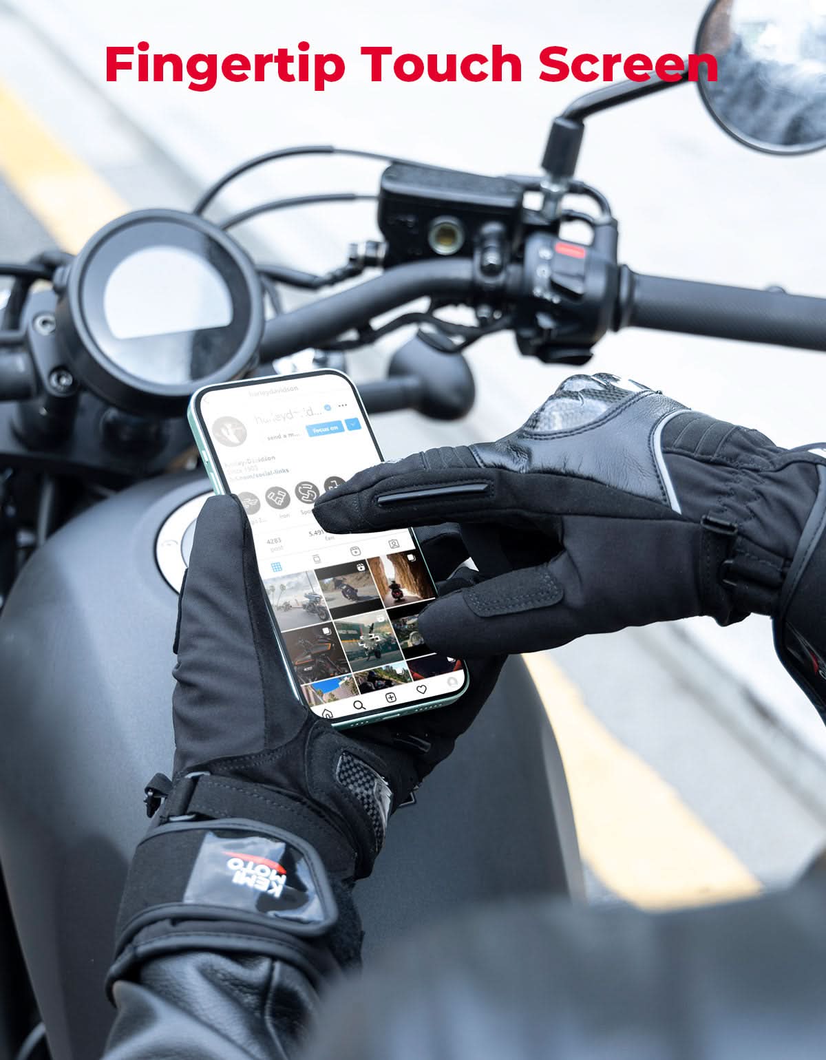 Photo of Motorcycle Winter Gloves Men Warm Touchscreen Carbon Fiber Protection by Kemimoto - Premium for UTVs / Side by Sides