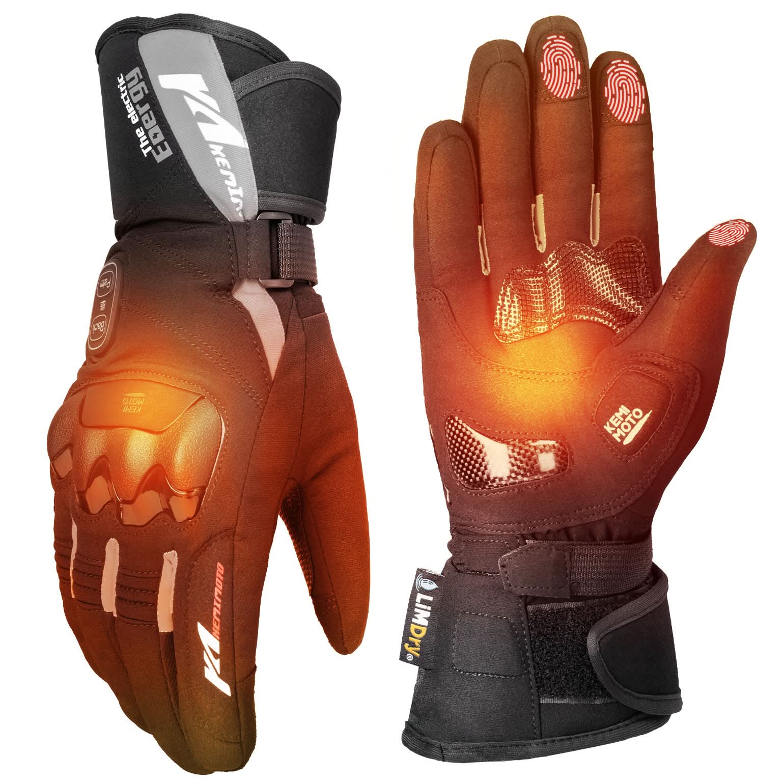 Photo of Heated Motorcycle Gloves 2025 with Protective Shields and Battery by Kemimoto - Premium for UTVs / Side by Sides