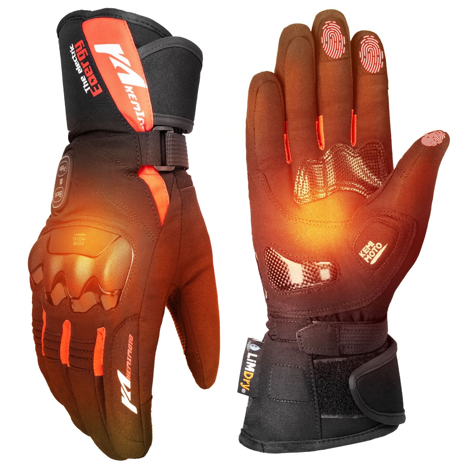Photo of Heated Motorcycle Gloves 2025 with Protective Shields and Battery by Kemimoto - Premium for UTVs / Side by Sides