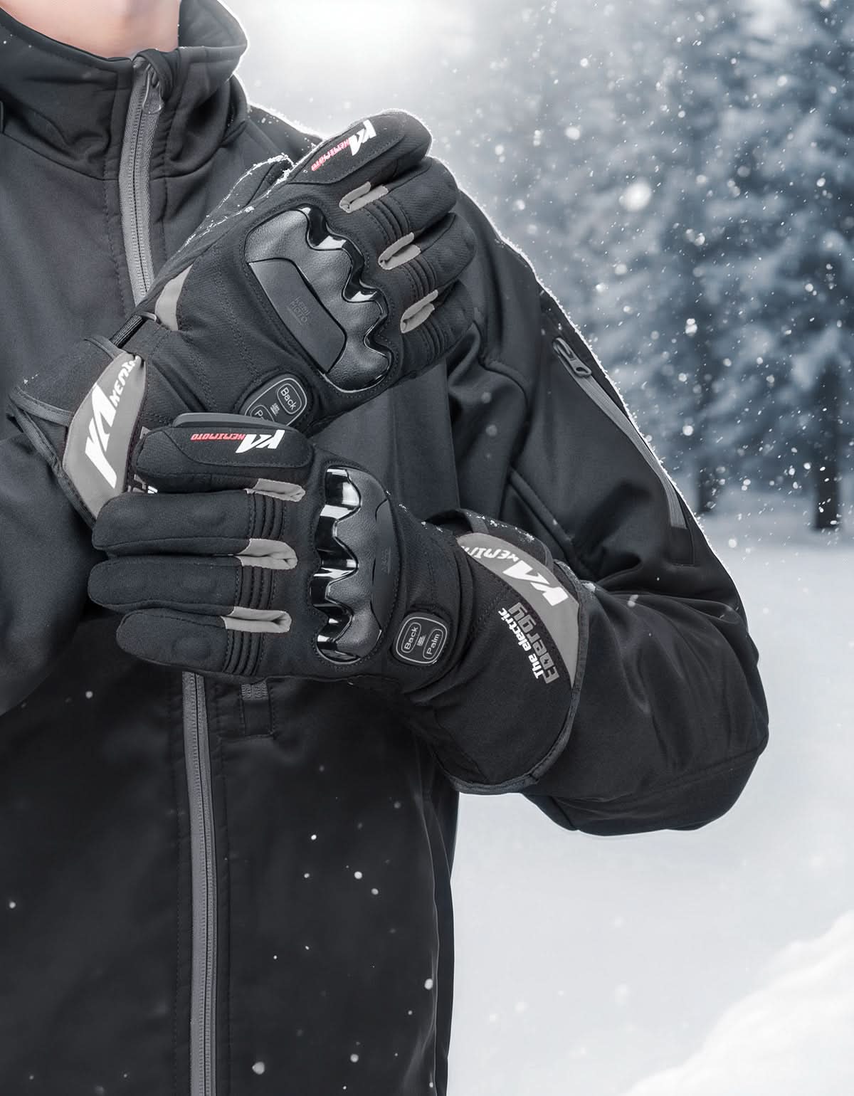 Photo of Heated Motorcycle Gloves 2025 with Protective Shields and Battery by Kemimoto - Premium for UTVs / Side by Sides
