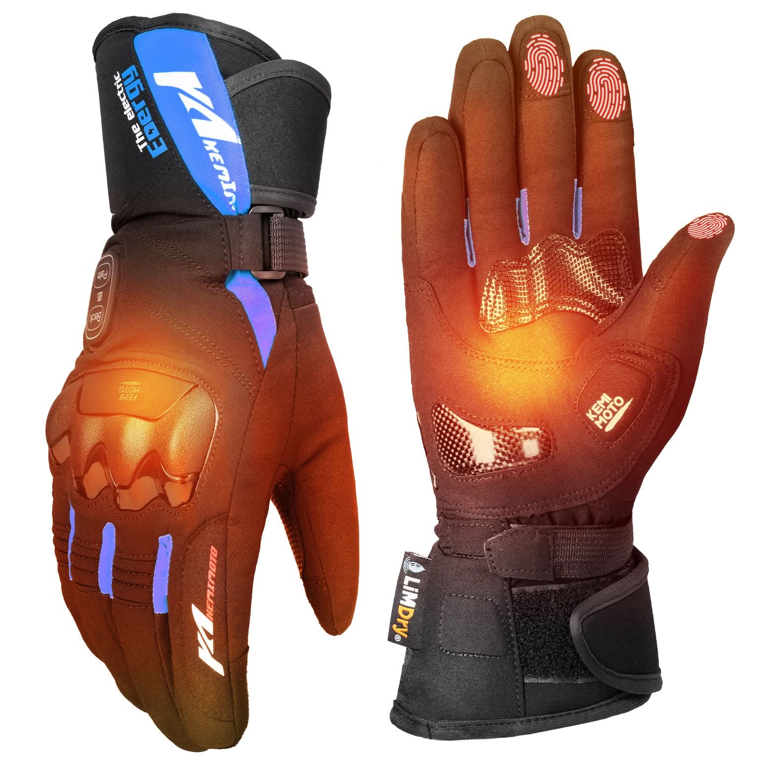Photo of Heated Motorcycle Gloves 2025 with Protective Shields and Battery by Kemimoto - Premium for UTVs / Side by Sides