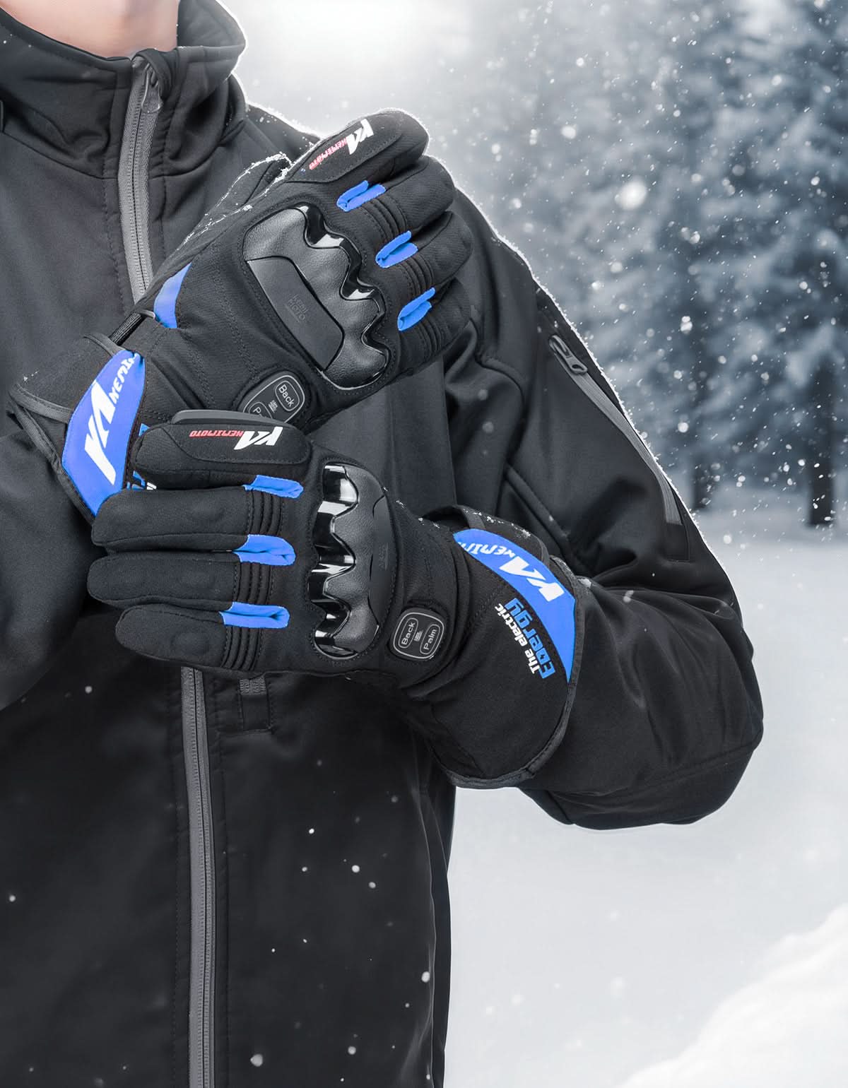 Photo of Heated Motorcycle Gloves 2025 with Protective Shields and Battery by Kemimoto - Premium for UTVs / Side by Sides