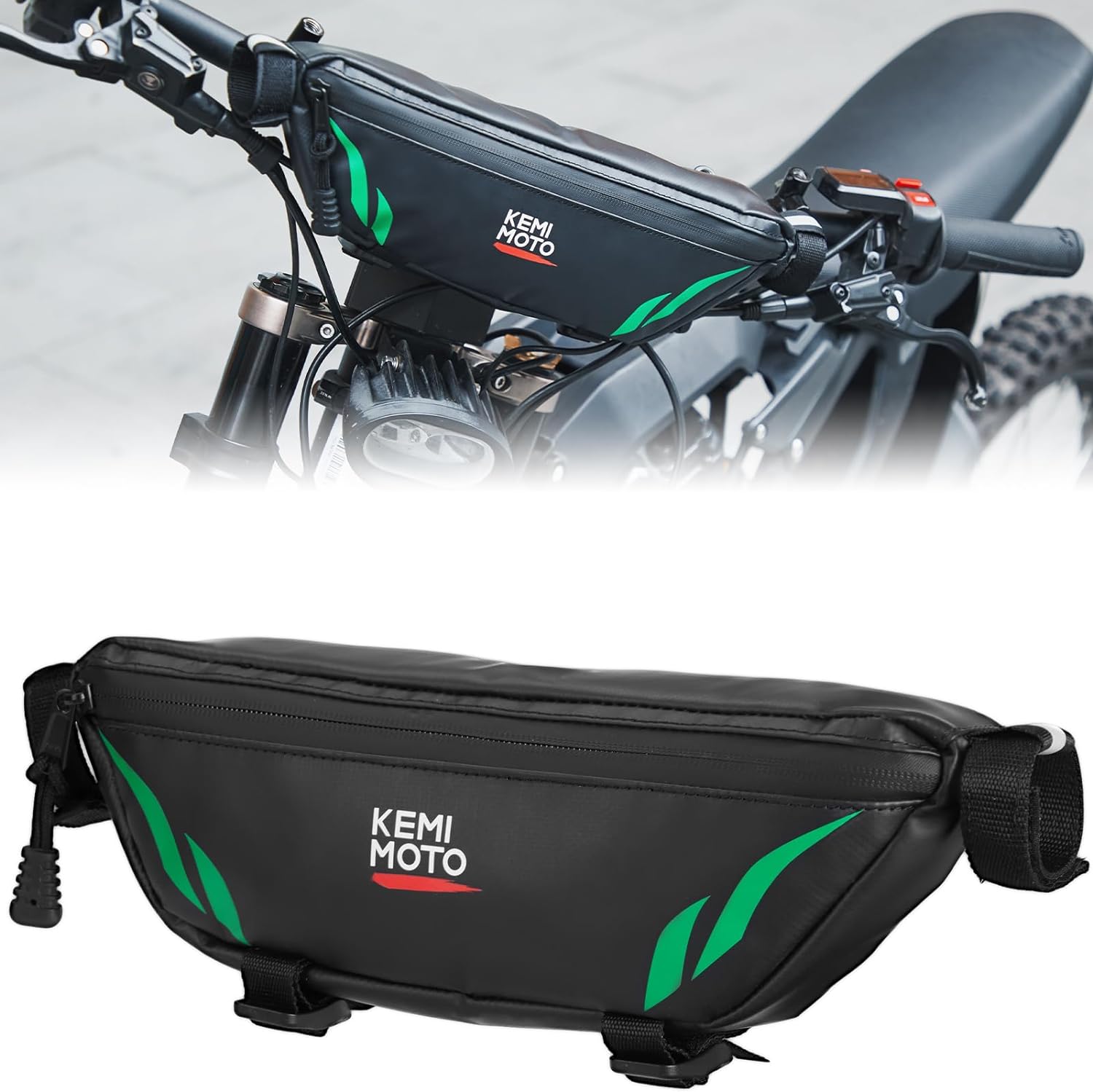 Photo of Universal Motorcycle Handlebar Bag for Dirt Bike,Scooter by Kemimoto - Premium for UTVs / Side by Sides