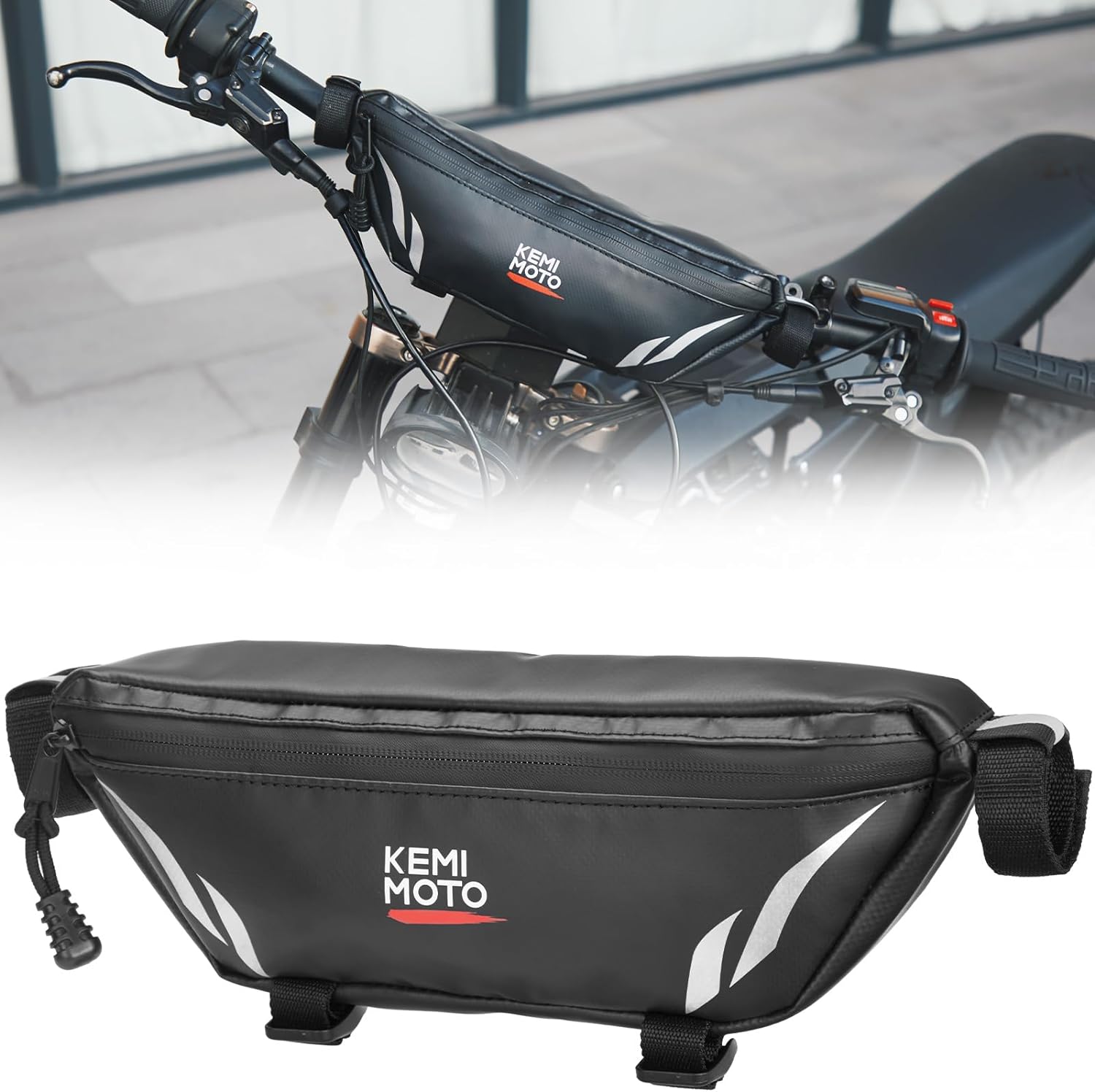 Photo of Universal Motorcycle Handlebar Bag for Dirt Bike,Scooter by Kemimoto - Premium for UTVs / Side by Sides