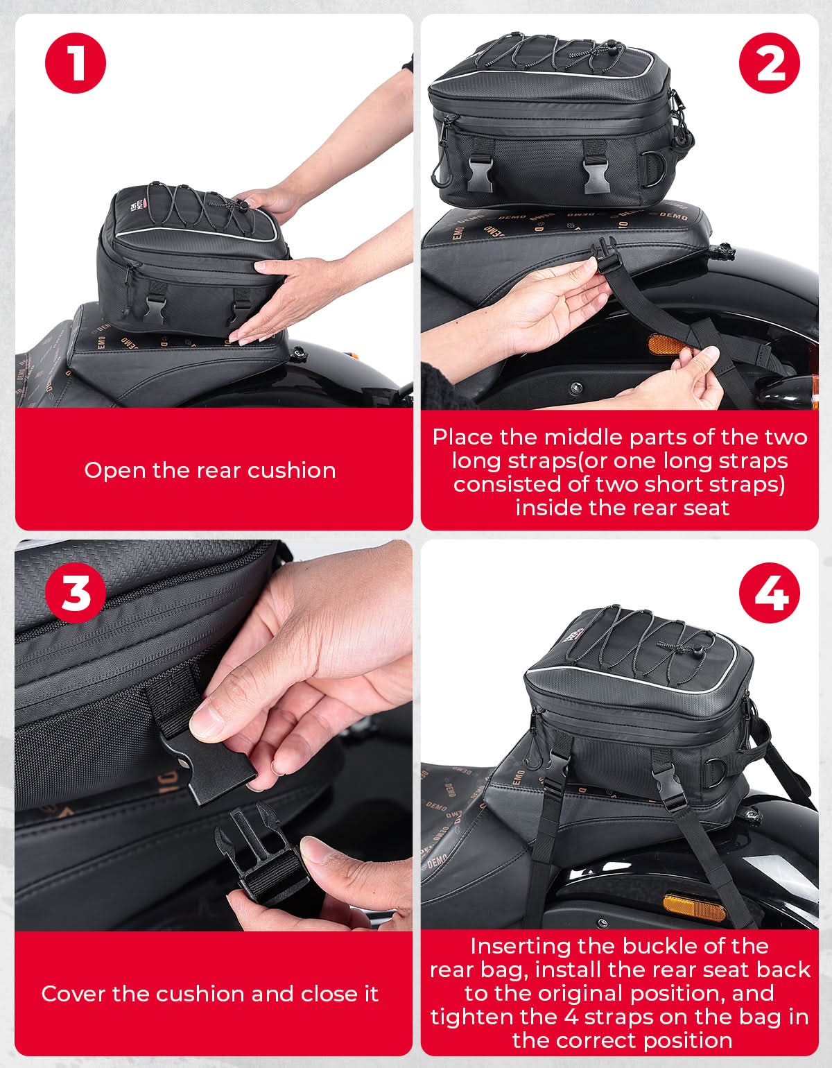 Photo of Motorcycle Tail Bag, 7-14L Expandable Motorbike Helmet Bag by Kemimoto - Premium for UTVs / Side by Sides