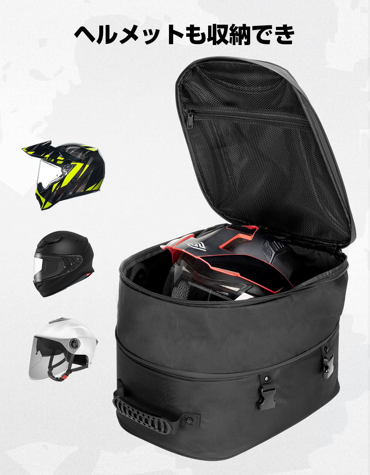 Photo of Motorcycle Tail Bag, 25L-45L Expandable Motorbike Helmet Bag by Kemimoto - Premium for UTVs / Side by Sides