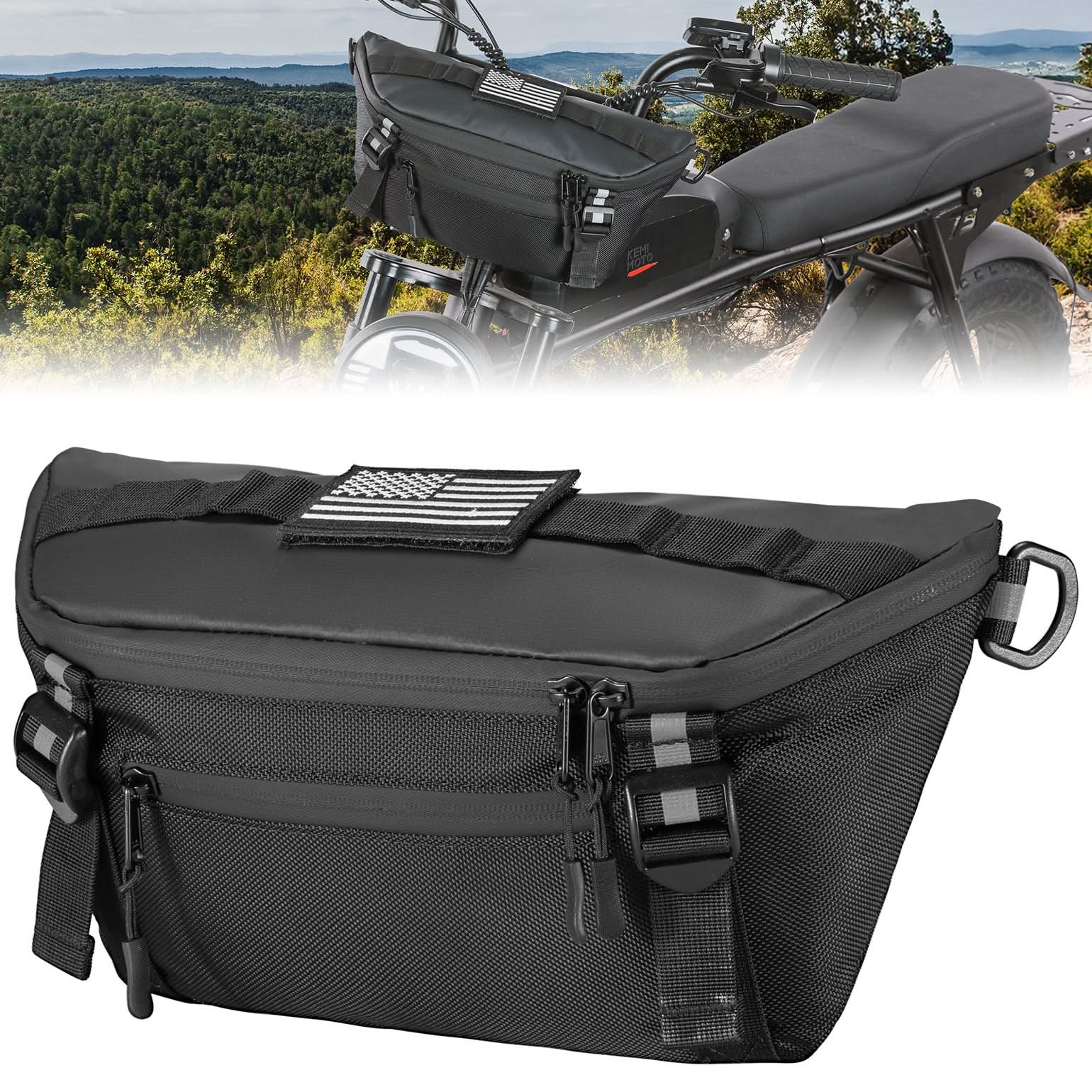 Photo of Universal Motorcycle Handlebar Bag for Dirt Bike by Kemimoto - Premium for UTVs / Side by Sides