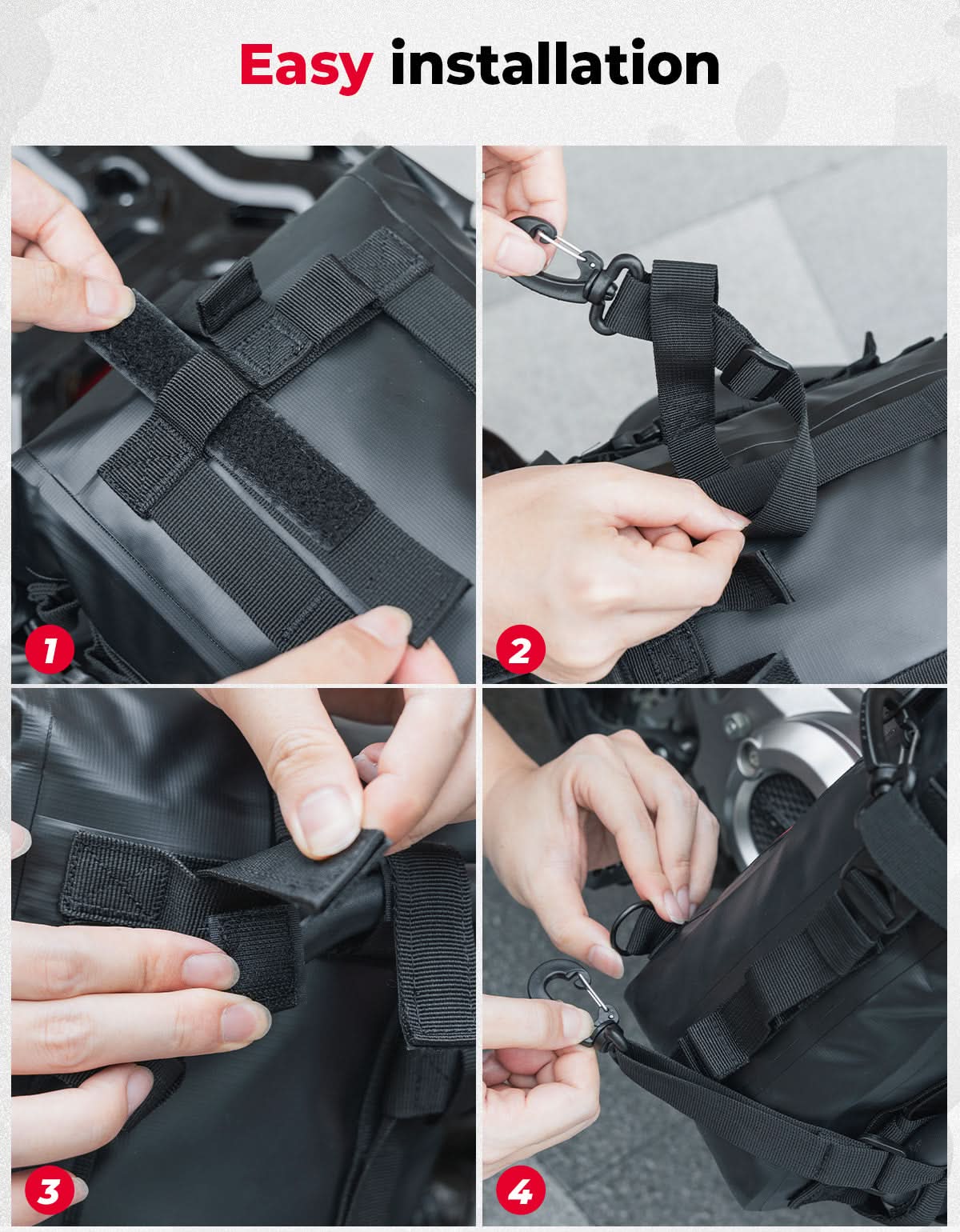 Photo of Universal Waterproof Motorcycle Tail Bag, 6.5L Red by Kemimoto - Premium for UTVs / Side by Sides