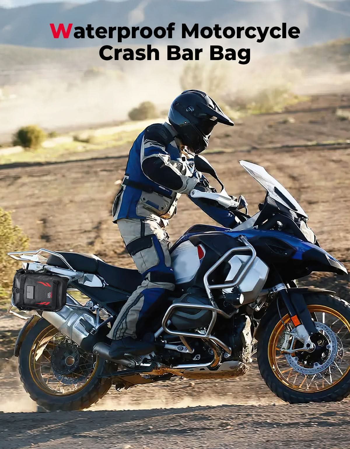 Photo of Universal Waterproof Motorcycle Tail Bag, 6.5L Red by Kemimoto - Premium for UTVs / Side by Sides
