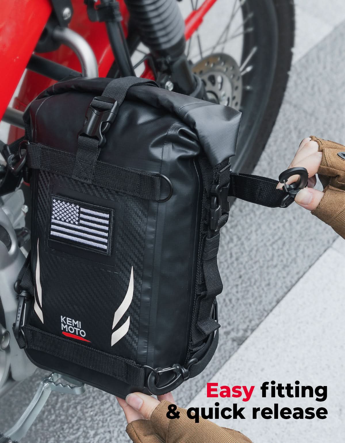 Photo of Universal Waterproof Motorcycle Tail Bag for Dirt Bike Adventure 6.5L Grey by Kemimoto - Premium for UTVs / Side by Sides