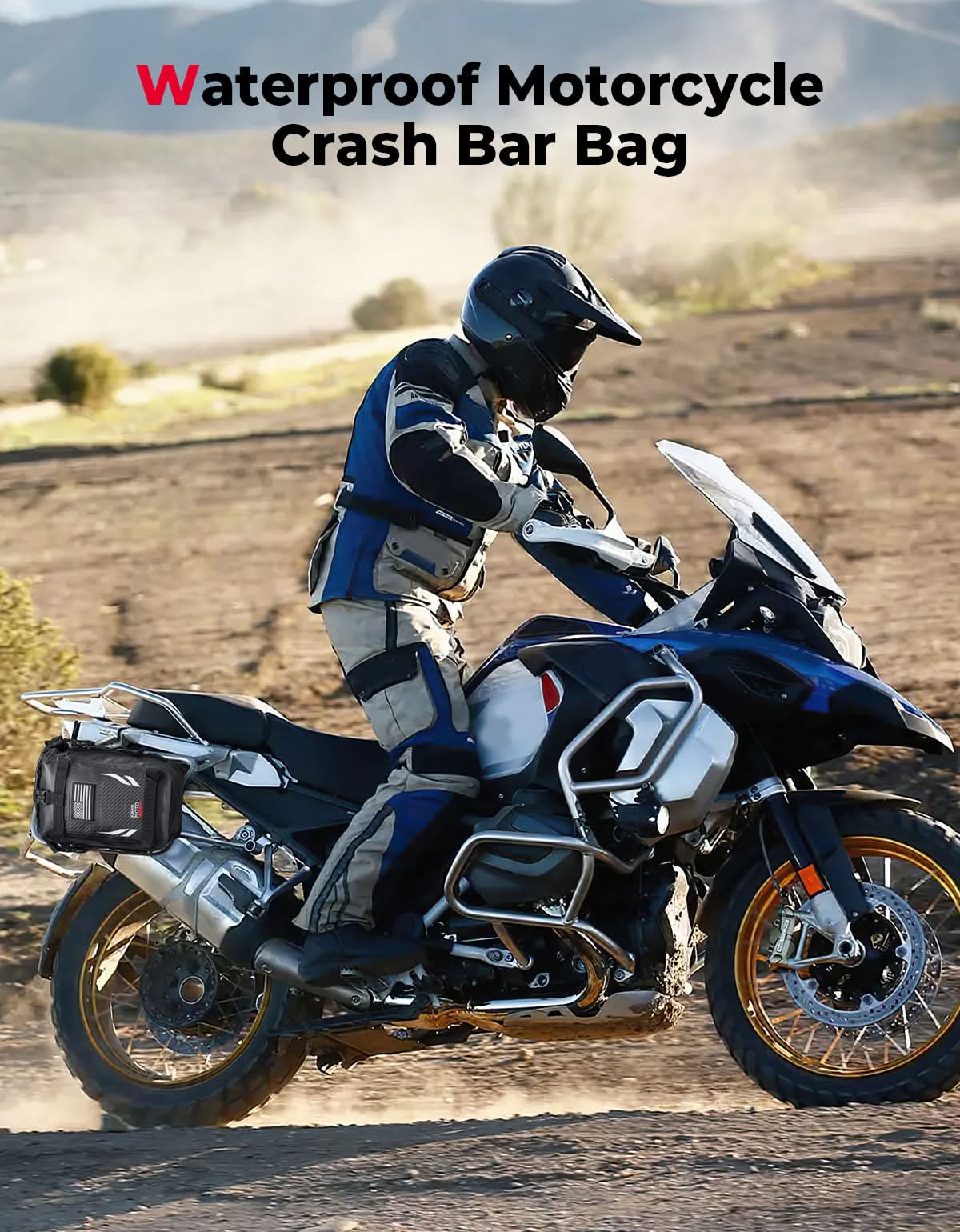 Photo of Universal Waterproof Motorcycle Tail Bag for Dirt Bike Adventure 6.5L Grey by Kemimoto - Premium for UTVs / Side by Sides