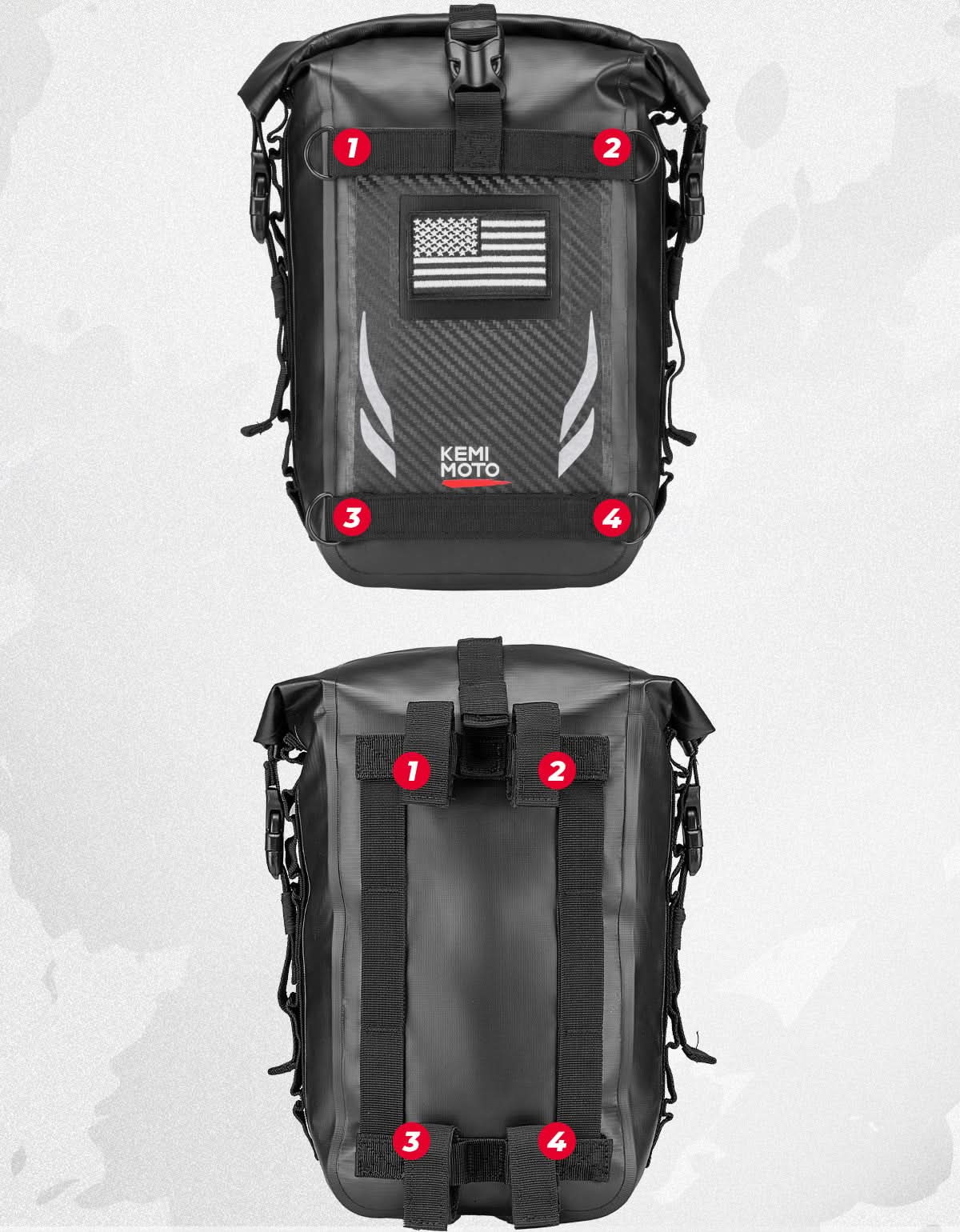 Photo of Universal Waterproof Motorcycle Tail Bag for Dirt Bike Adventure 6.5L Grey by Kemimoto - Premium for UTVs / Side by Sides