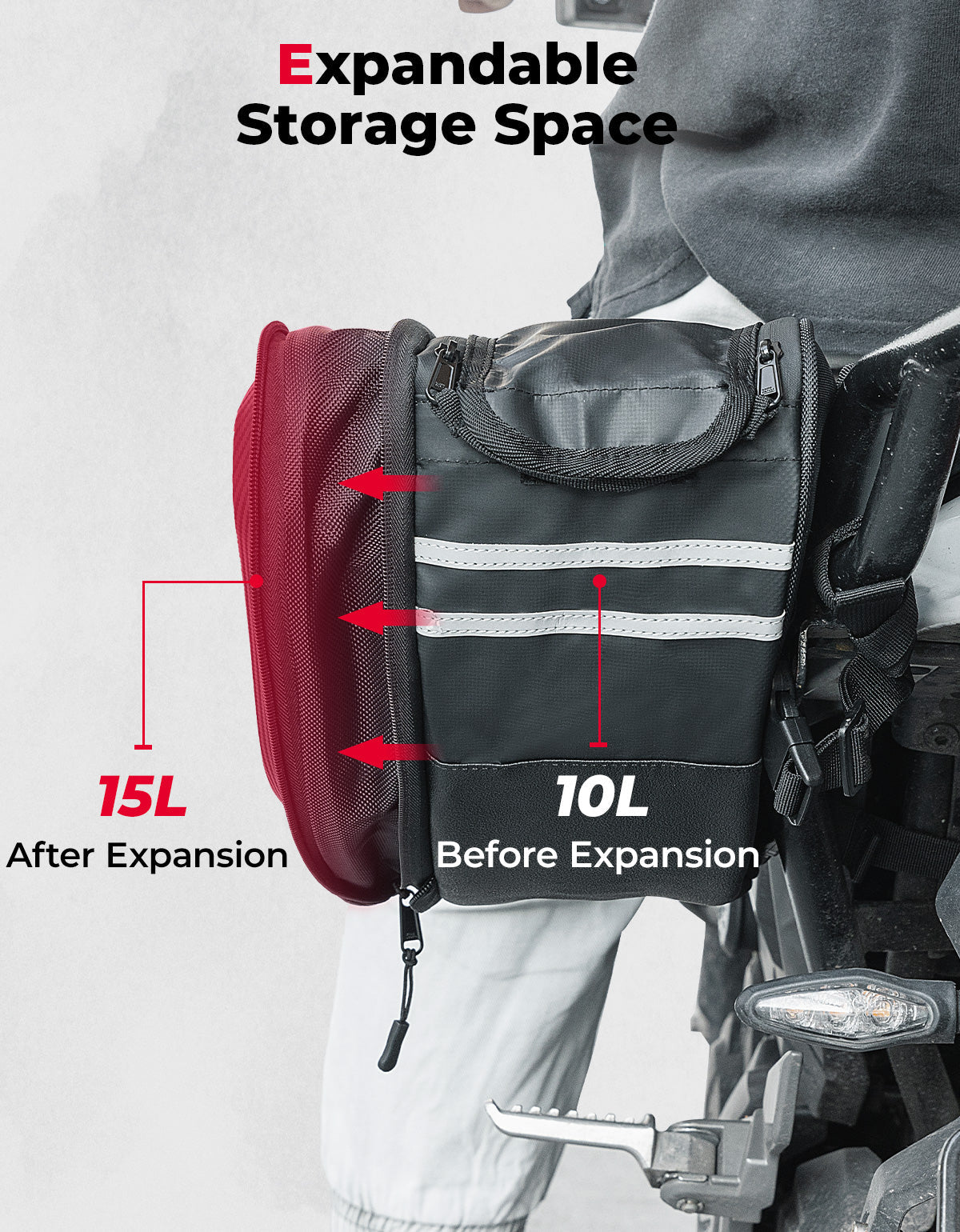 Photo of Motorcycle Hard Extendable Saddlebags for Grom Navi 2022-2025 by Kemimoto - Premium for UTVs / Side by Sides