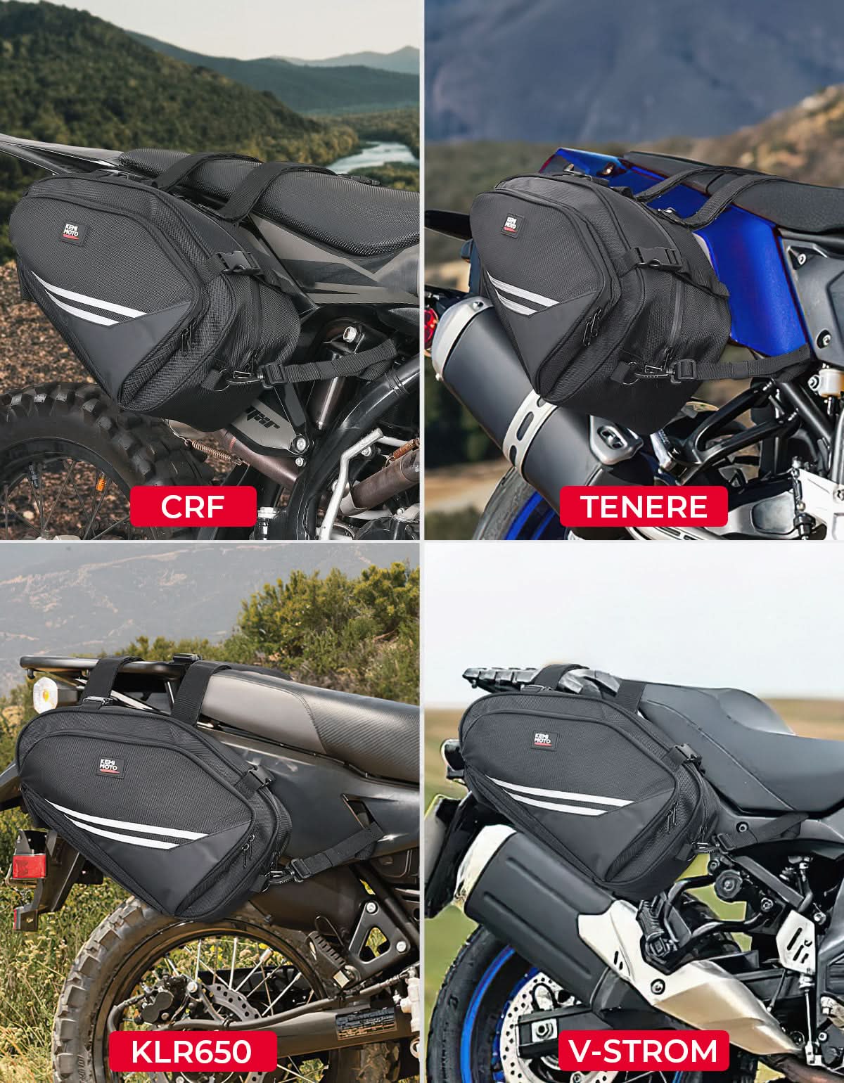 Photo of Motorcycle Saddlebags with Rain for Dirt Bike by Kemimoto - Premium for UTVs / Side by Sides