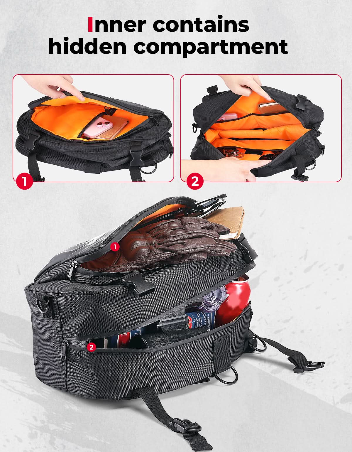 Photo of Motorcycle Saddlebags with Rain for Dirt Bike by Kemimoto - Premium for UTVs / Side by Sides