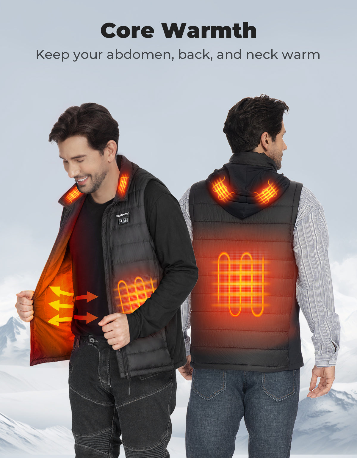 Photo of Heated Vest With Heated Hood - Black by Kemimoto - Premium for UTVs / Side by Sides