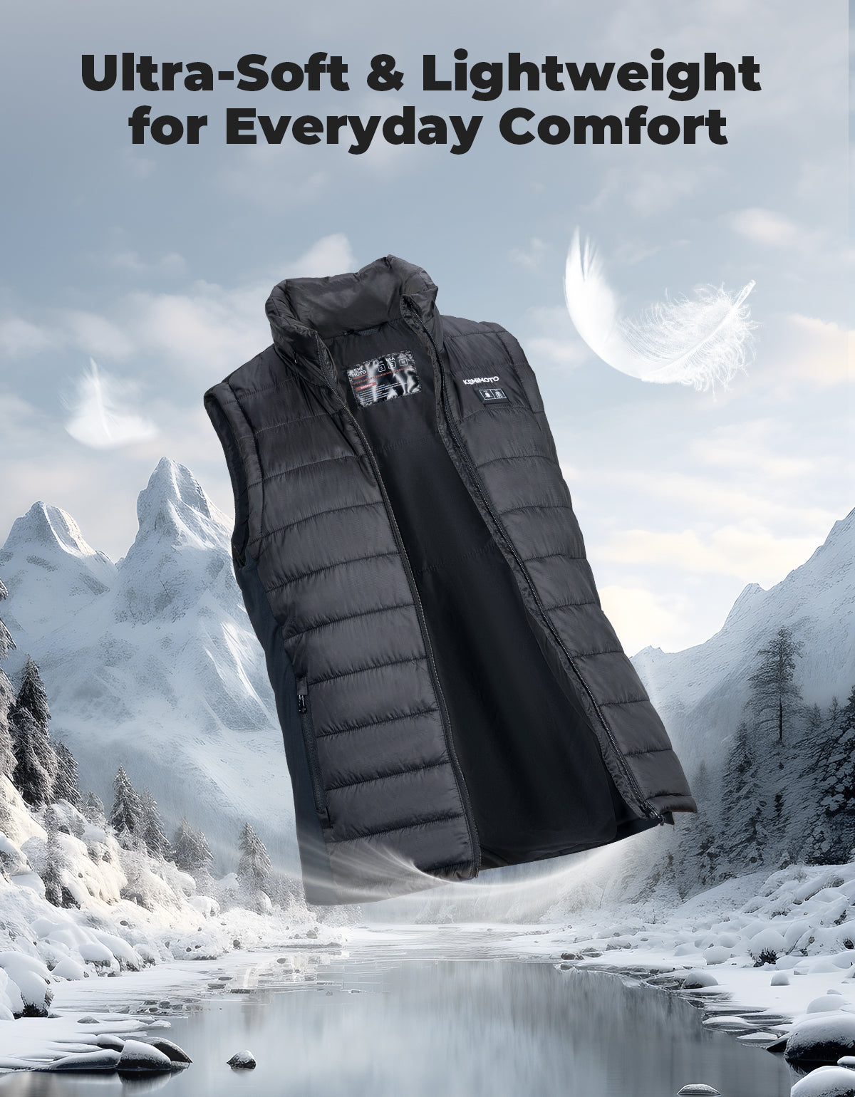 Photo of Heated Vest With Heated Hood - Black by Kemimoto - Premium for UTVs / Side by Sides