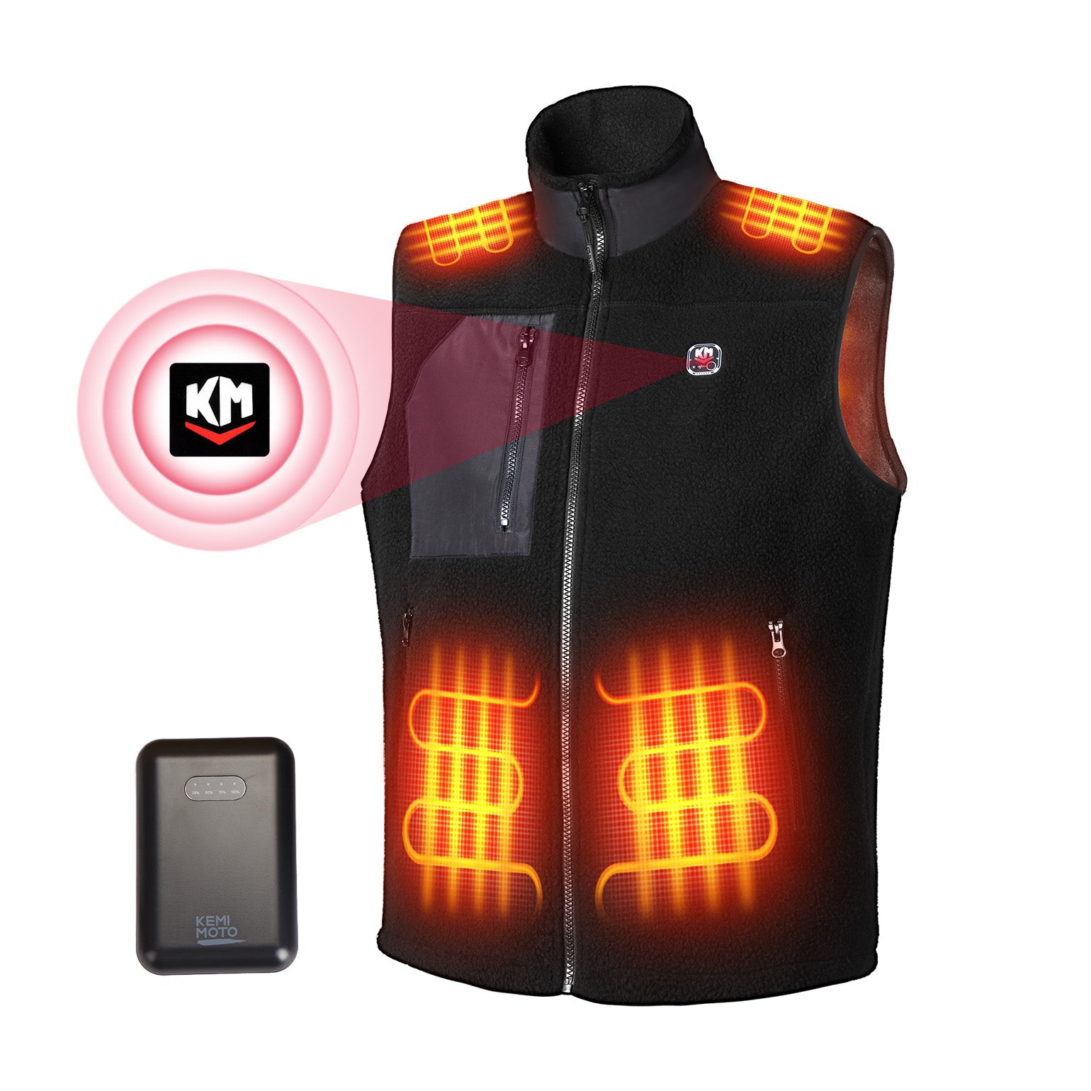 Photo of Heated Vest by Voice and APP Temp Control with Battery Pack by Kemimoto - Premium for UTVs / Side by Sides
