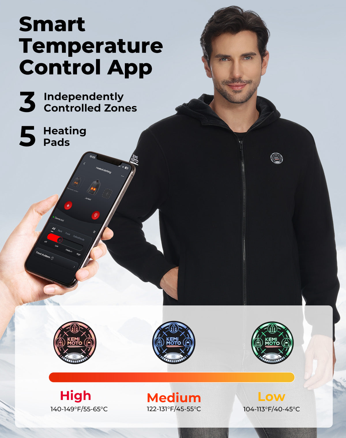 Photo of Heated Hoodie with 12V Battery Pack by Kemimoto - Premium for UTVs / Side by Sides