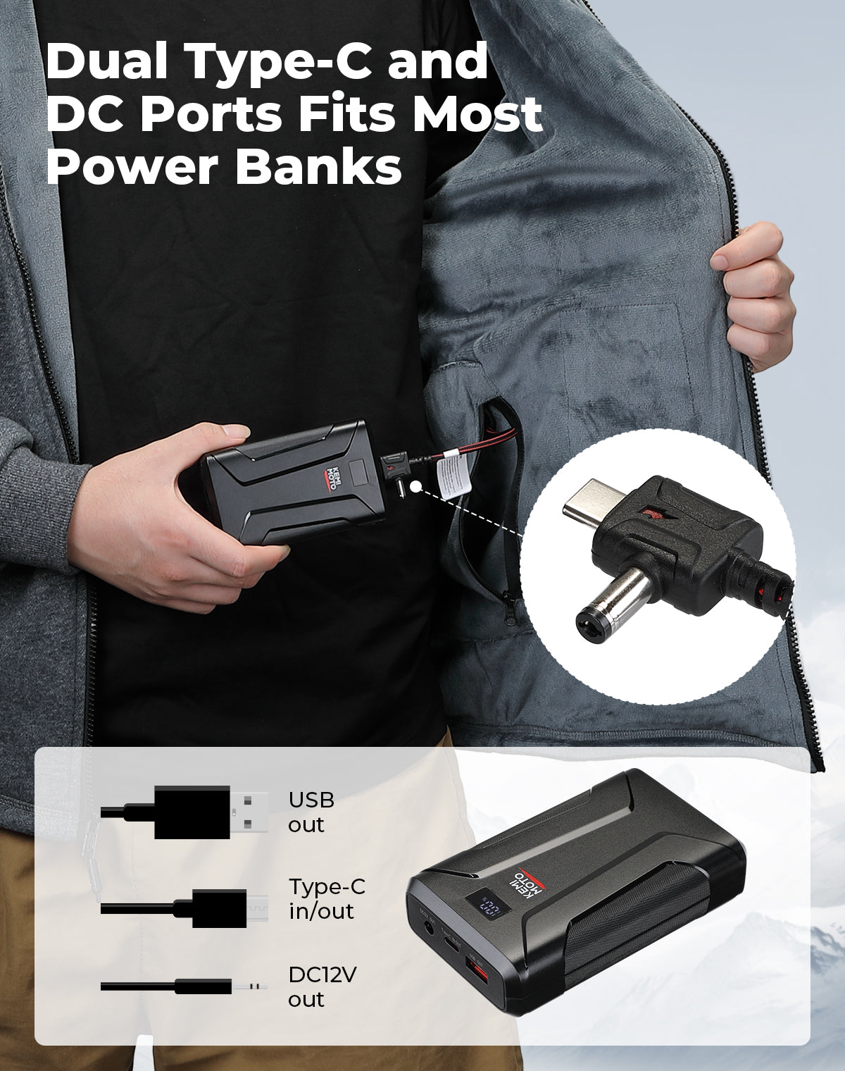 Photo of Heated Hoodie with 12V Battery Pack by Kemimoto - Premium for UTVs / Side by Sides