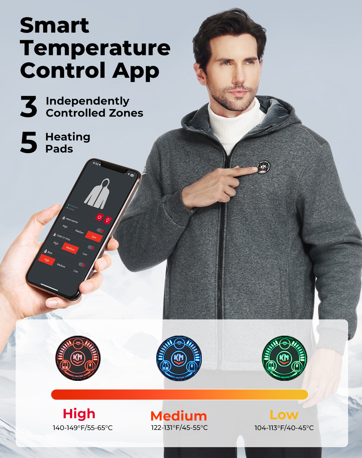 Photo of Heated Hoodie with 12V Battery Pack by Kemimoto - Premium for UTVs / Side by Sides