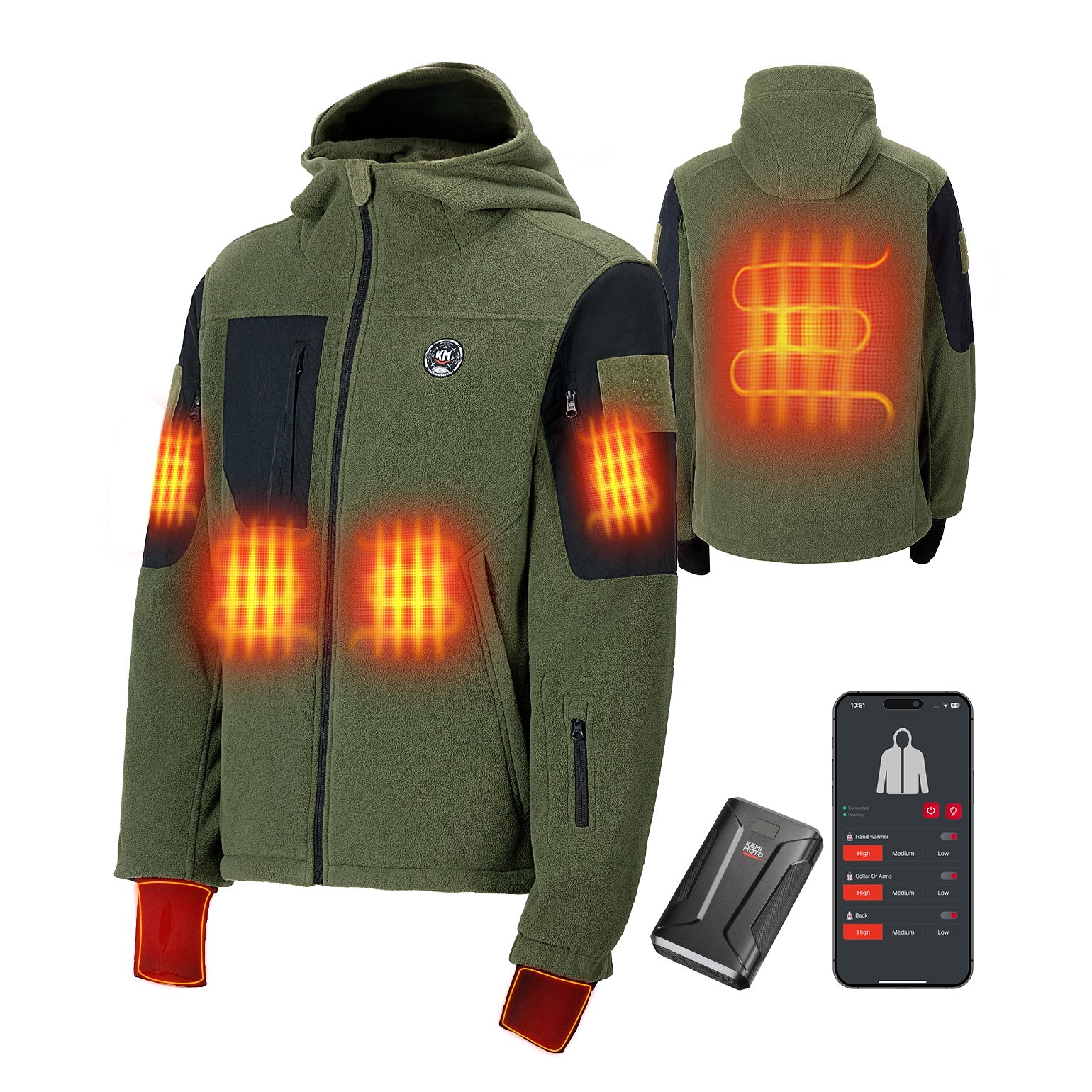 Photo of Heated Jacket with 12V 20000mAh Battery Pack by Kemimoto - Premium for UTVs / Side by Sides