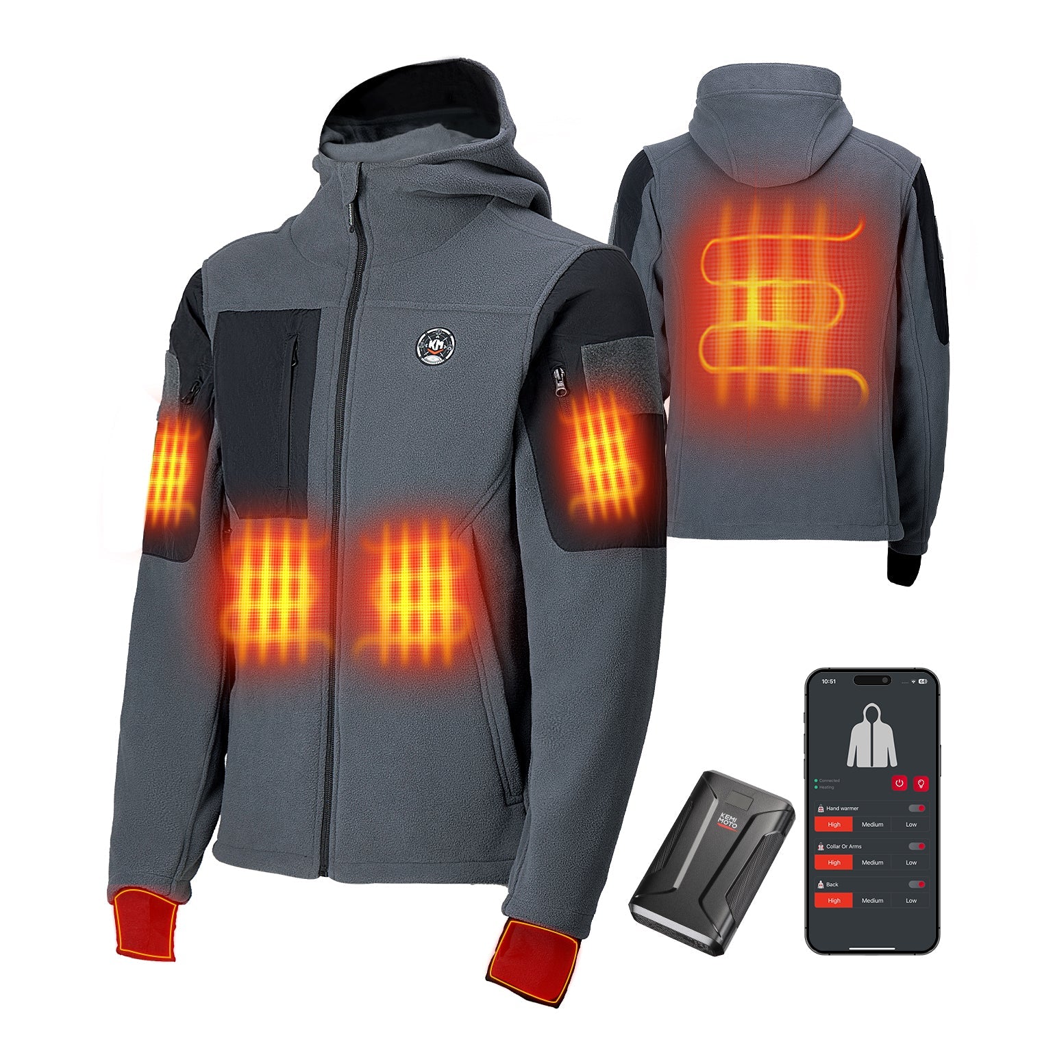 Photo of Heated Jacket with 12V 20000mAh Battery Pack by Kemimoto - Premium for UTVs / Side by Sides