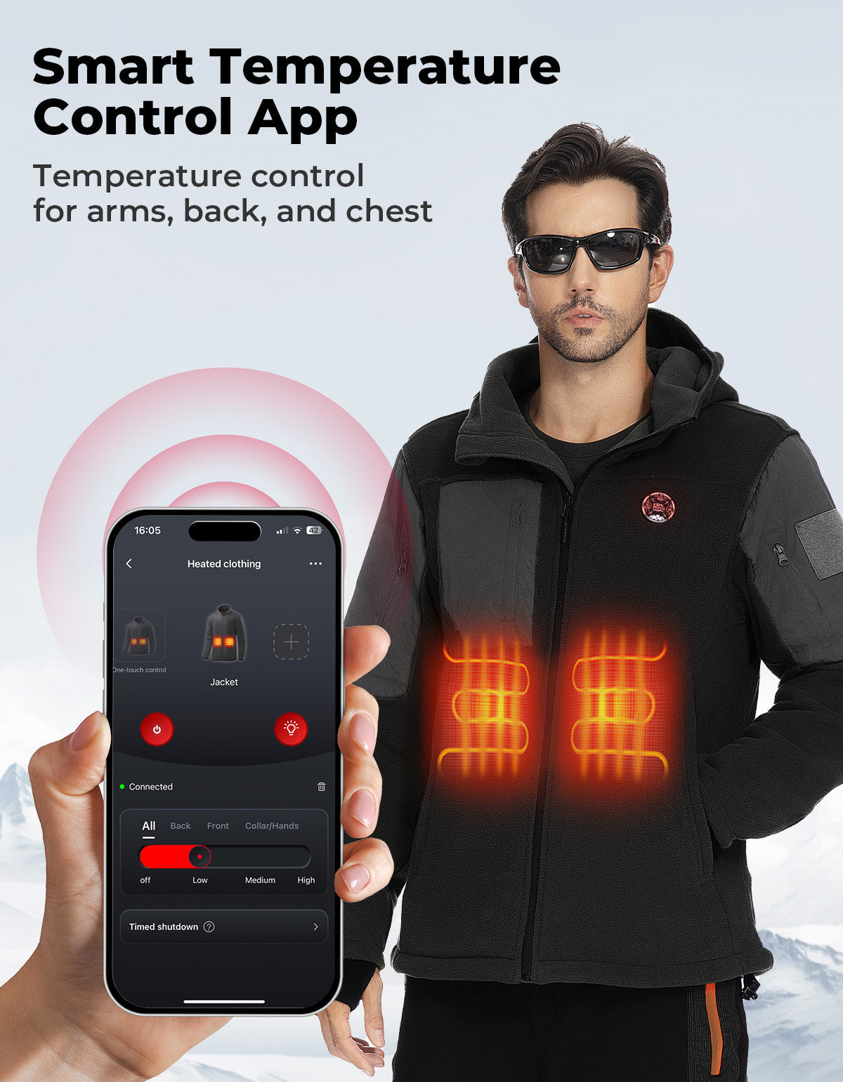 Photo of Heated Jacket with 12V 20000mAh Battery Pack by Kemimoto - Premium for UTVs / Side by Sides