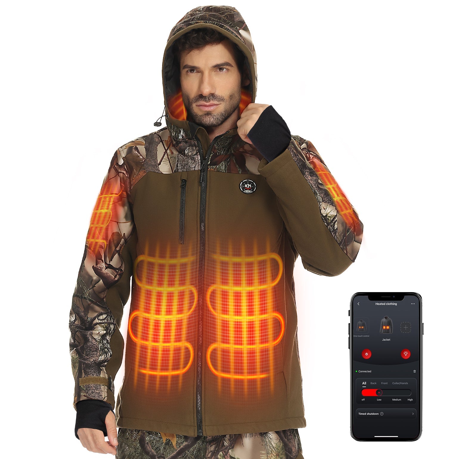 Photo of Kemimoto Hooded Heated Jackets with Battery Pack for Hunting Outdoor Hiking by Kemimoto - Premium for UTVs / Side by Sides