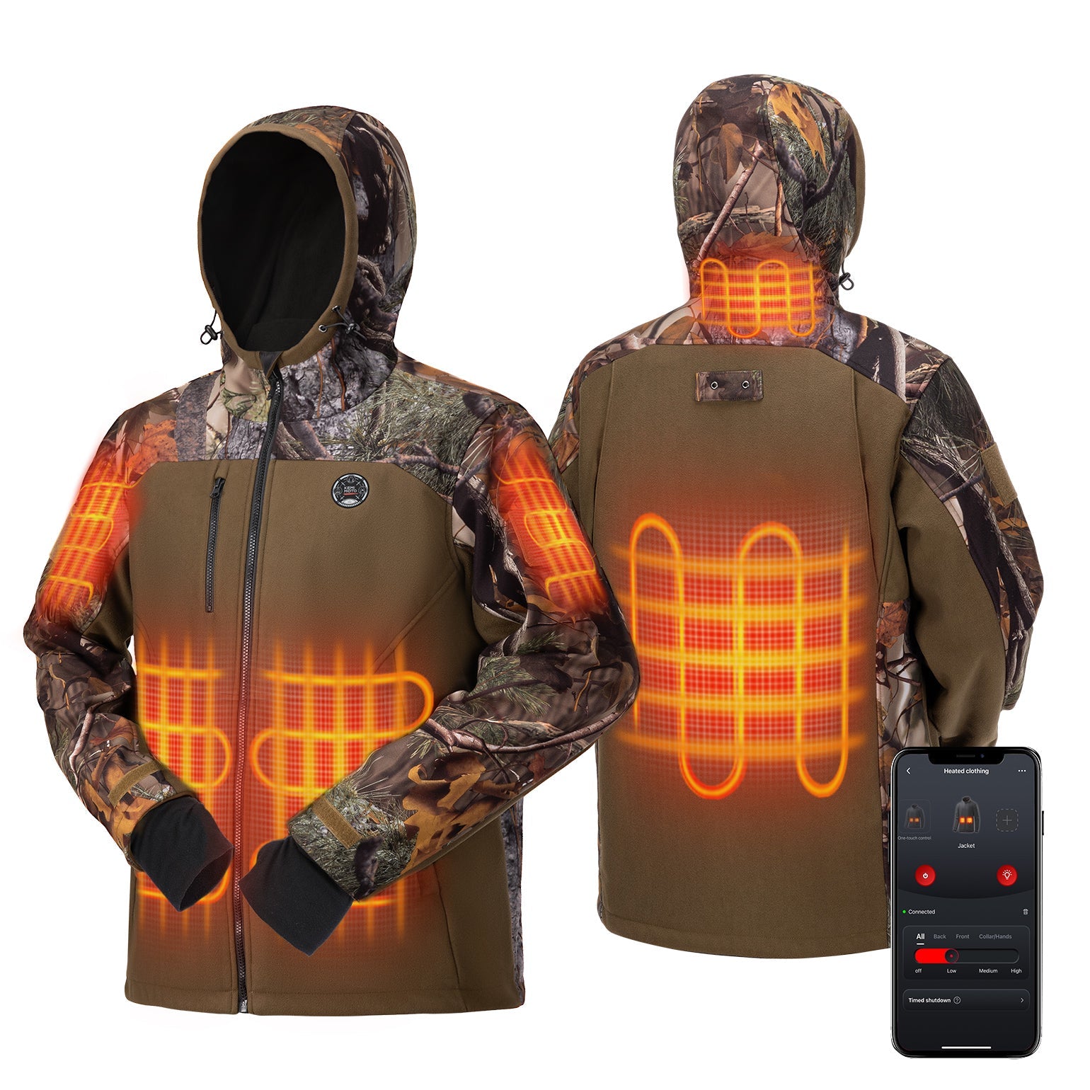 Photo of Hooded Heated Jackets with Battery Pack for Hunting Outdoor Hiking by Kemimoto - Premium for UTVs / Side by Sides
