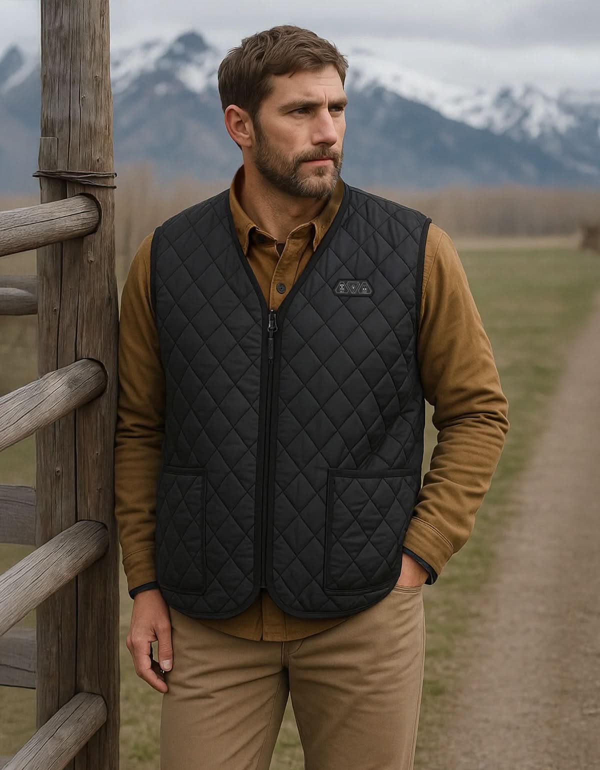 Photo of Heated Vest for Men Winter V-Neck Quilted Puffer Jacket (Batteries Not Included) by Kemimoto - Premium for UTVs / Side by Sides