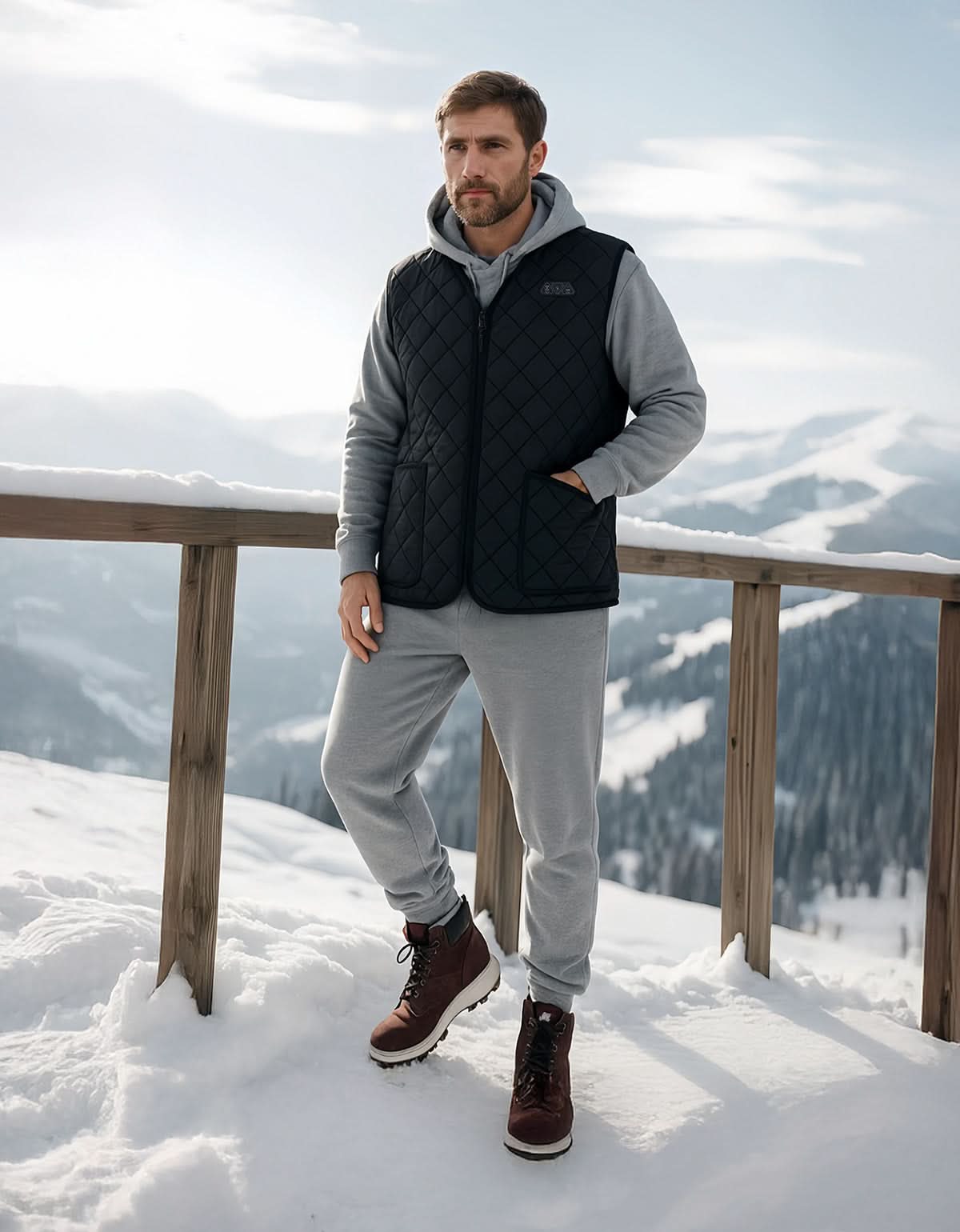 Photo of Heated Vest for Men Winter V-Neck Quilted Puffer Jacket (Batteries Not Included) by Kemimoto - Premium for UTVs / Side by Sides
