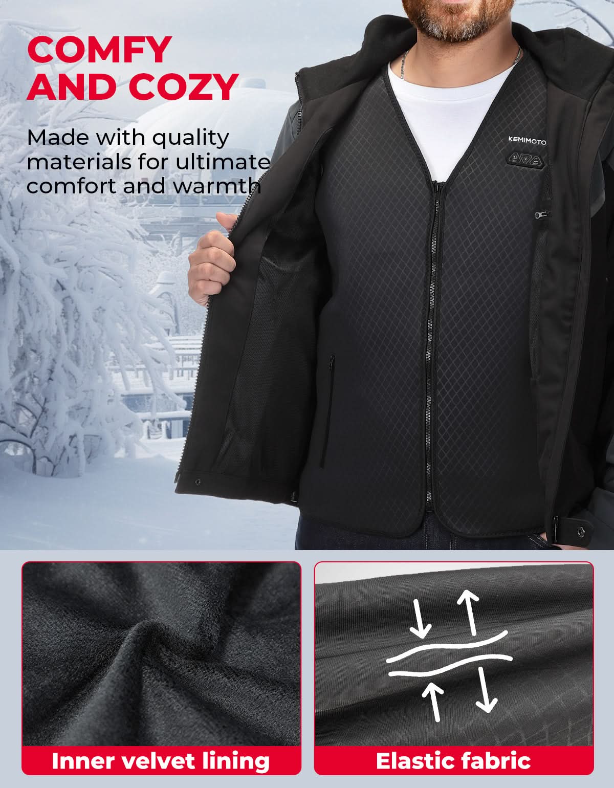 Photo of Men’s Heated Vest – Electric Warming Vest for Hunting & Winter Sports (No Battery) by Kemimoto - Premium for UTVs / Side by Sides