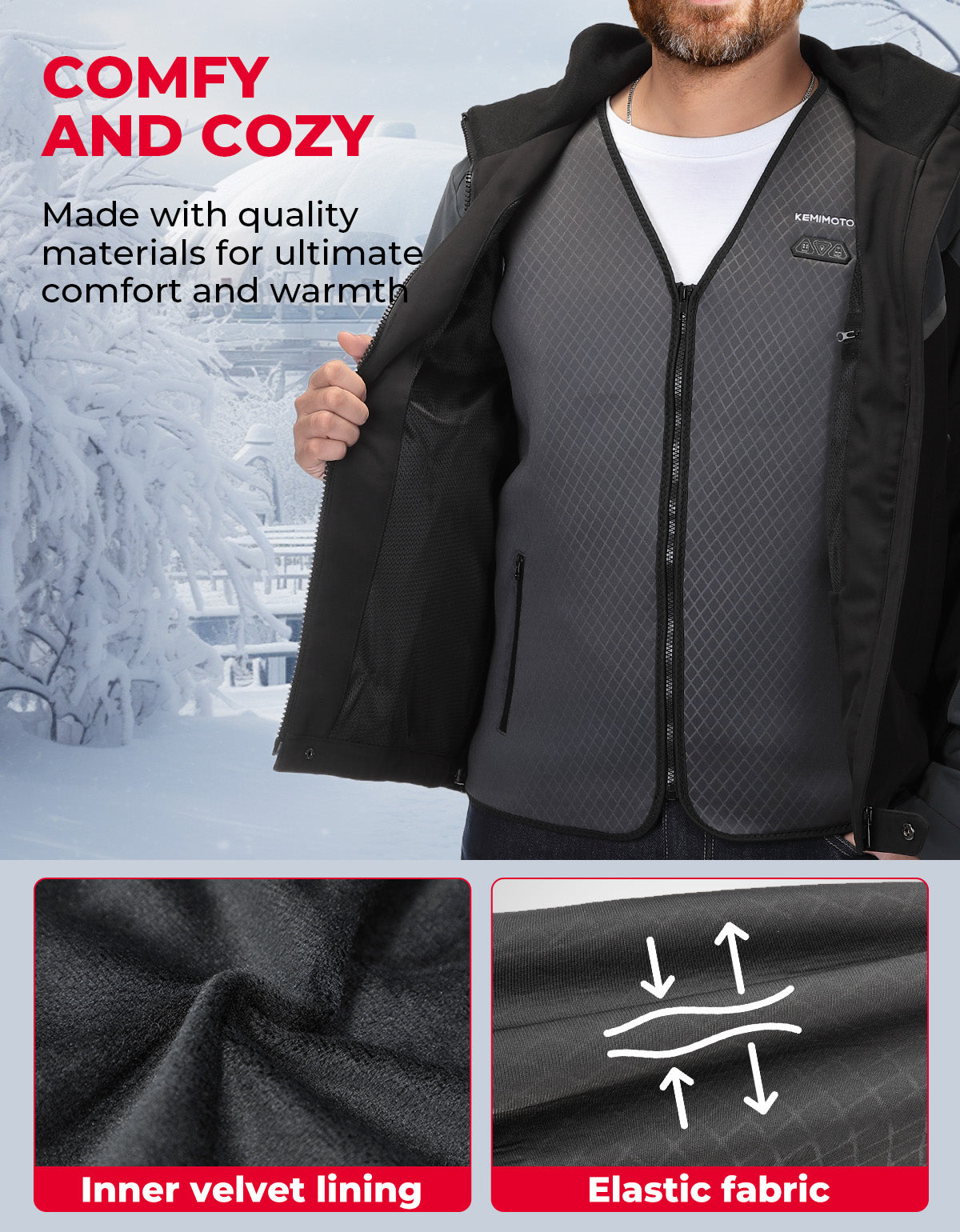 Photo of Men’s Heated Vest – Electric Warming Vest for Hunting & Winter Sports (No Battery) by Kemimoto - Premium for UTVs / Side by Sides