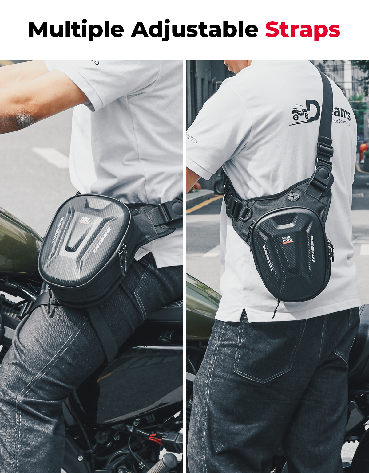 Photo of Motorcycle Tank Bag, 12L EVA Hard Shell Thigh Bag by Kemimoto - Premium for UTVs / Side by Sides