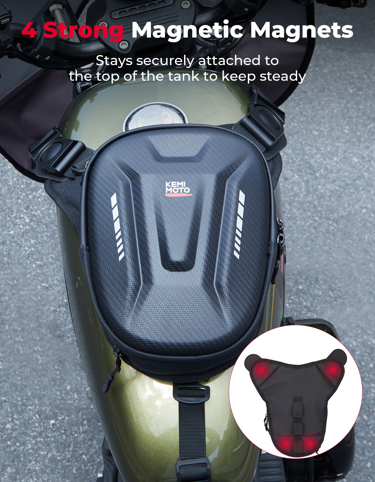 Photo of Motorcycle Tank Bag, 12L EVA Hard Shell Thigh Bag by Kemimoto - Premium for UTVs / Side by Sides