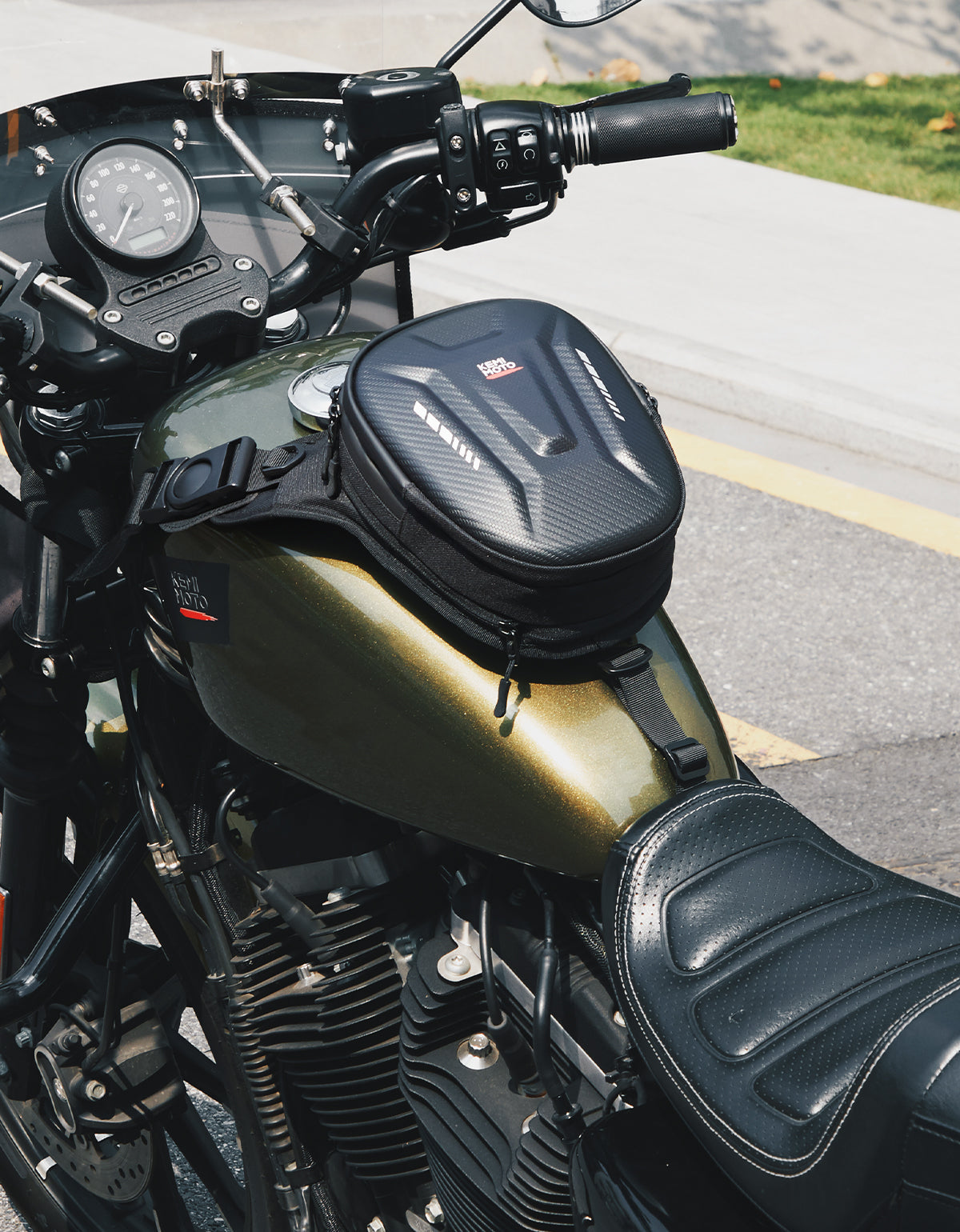 Photo of Motorcycle Tank Bag, 12L EVA Hard Shell Thigh Bag by Kemimoto - Premium for UTVs / Side by Sides