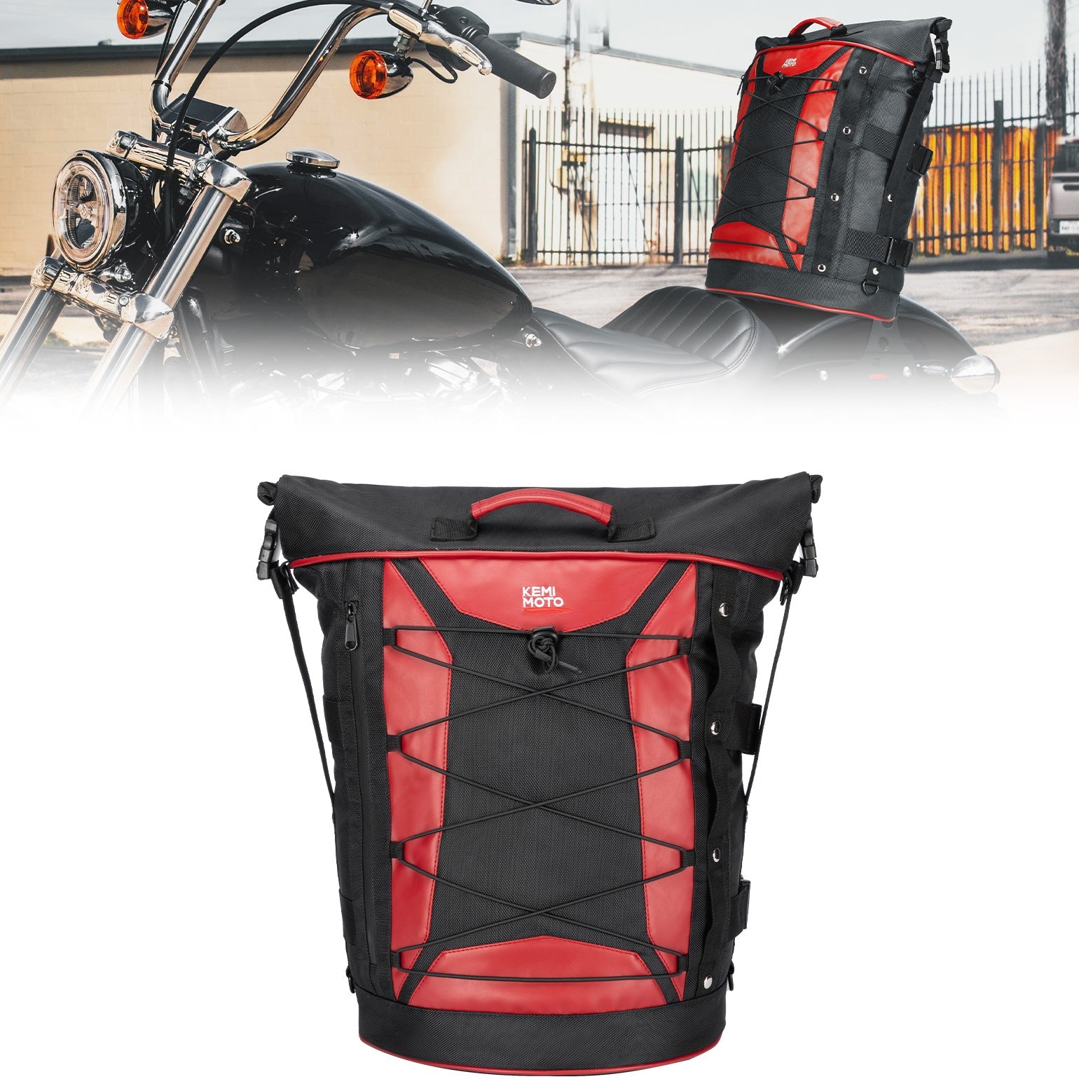 Photo of Motorcycle 30L Travel Backpack for Sportster Softail Dyna Touring by Kemimoto - Premium for UTVs / Side by Sides