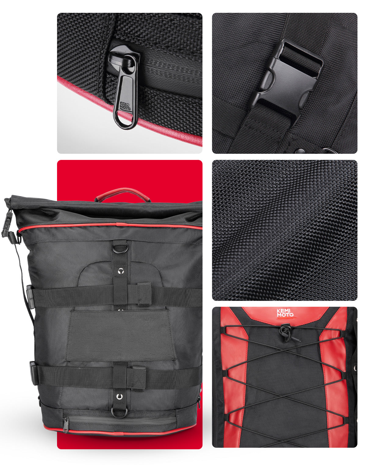 Photo of Motorcycle 30L Travel Backpack for Sportster Softail Dyna Touring by Kemimoto - Premium for UTVs / Side by Sides